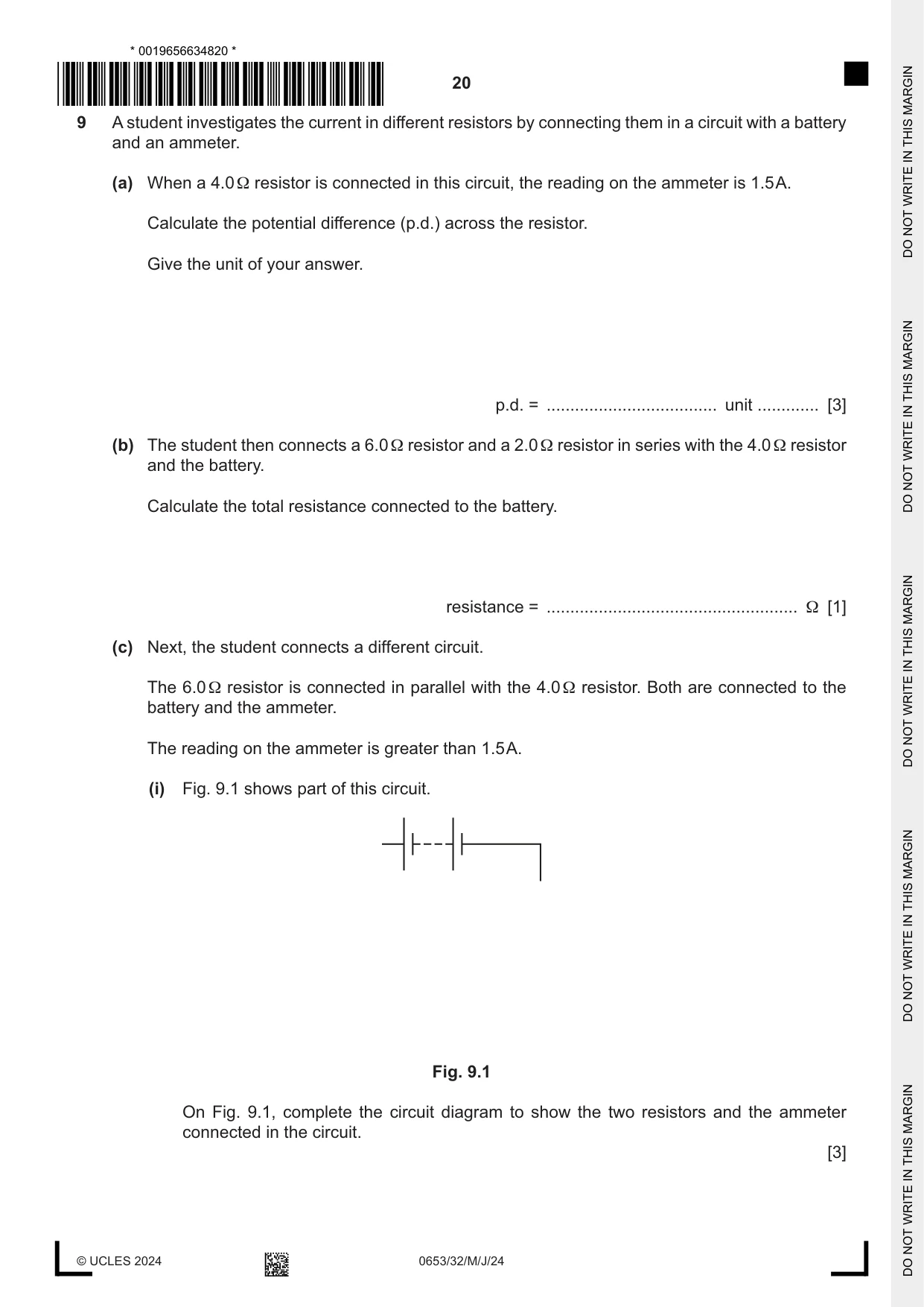 Cambridge IGCSE Science - Combined 0653 2024 May/June Paper 3 · Variant 2 question paper, page 20 of 24