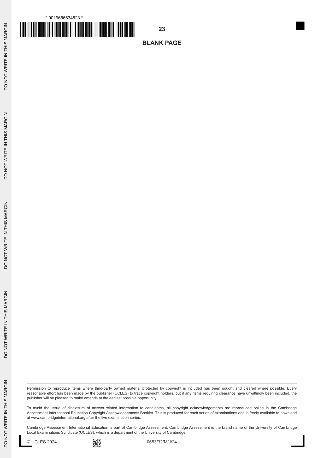 Cambridge IGCSE Science - Combined 0653 2024 May/June Paper 3 · Variant 2 question paper, page 23 of 24