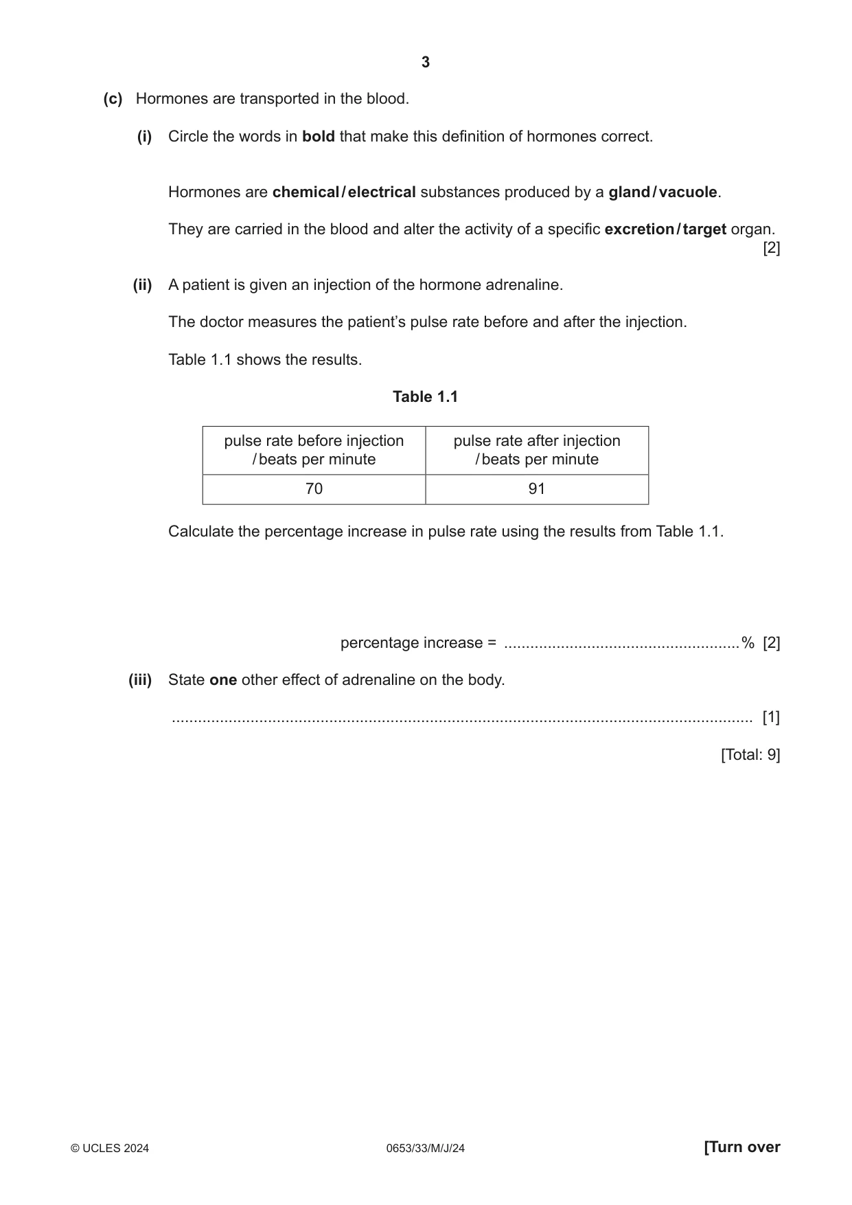 Cambridge IGCSE Science - Combined 0653 2024 May/June Paper 3 · Variant 3 question paper, page 3 of 24