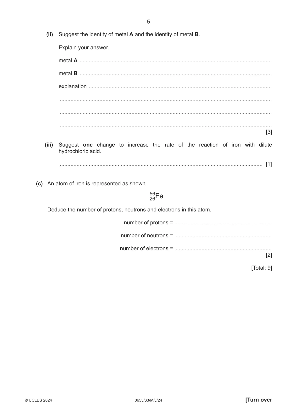 Cambridge IGCSE Science - Combined 0653 2024 May/June Paper 3 · Variant 3 question paper, page 5 of 24