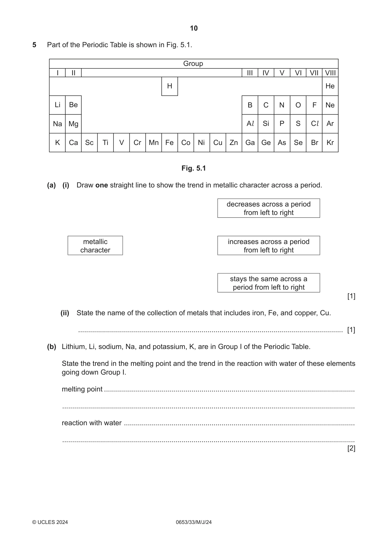 Cambridge IGCSE Science - Combined 0653 2024 May/June Paper 3 · Variant 3 question paper, page 10 of 24