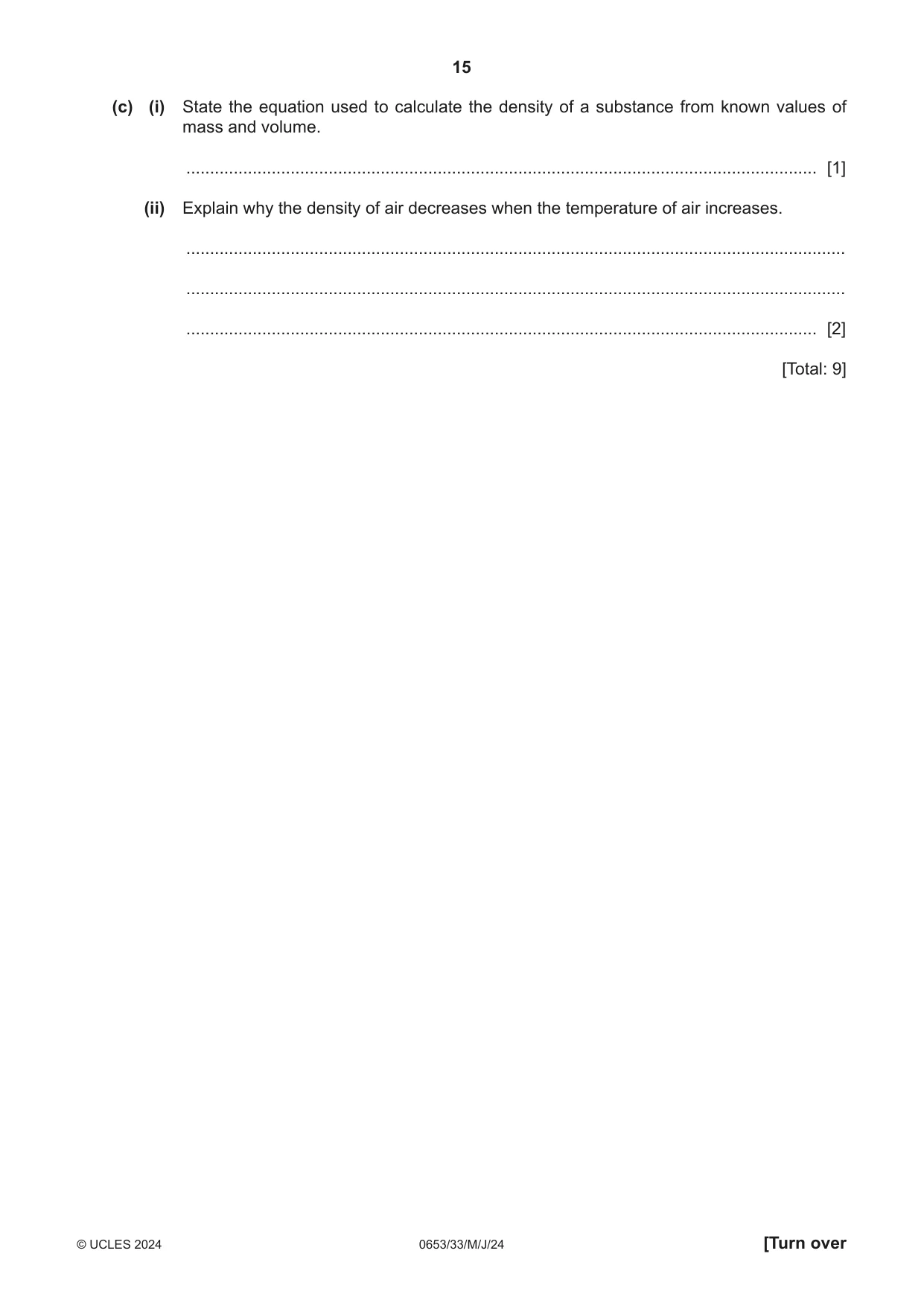 Cambridge IGCSE Science - Combined 0653 2024 May/June Paper 3 · Variant 3 question paper, page 15 of 24