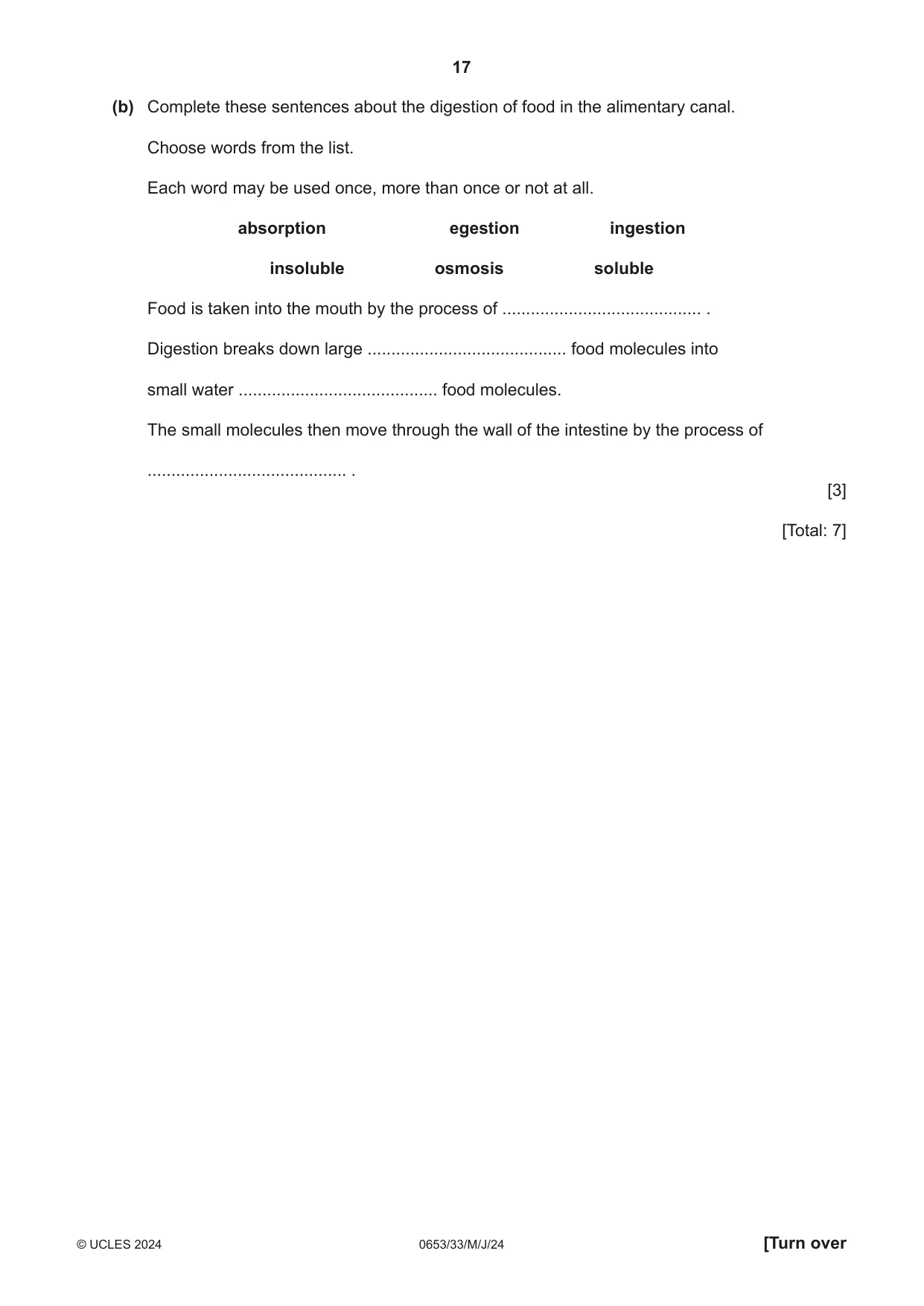 Cambridge IGCSE Science - Combined 0653 2024 May/June Paper 3 · Variant 3 question paper, page 17 of 24