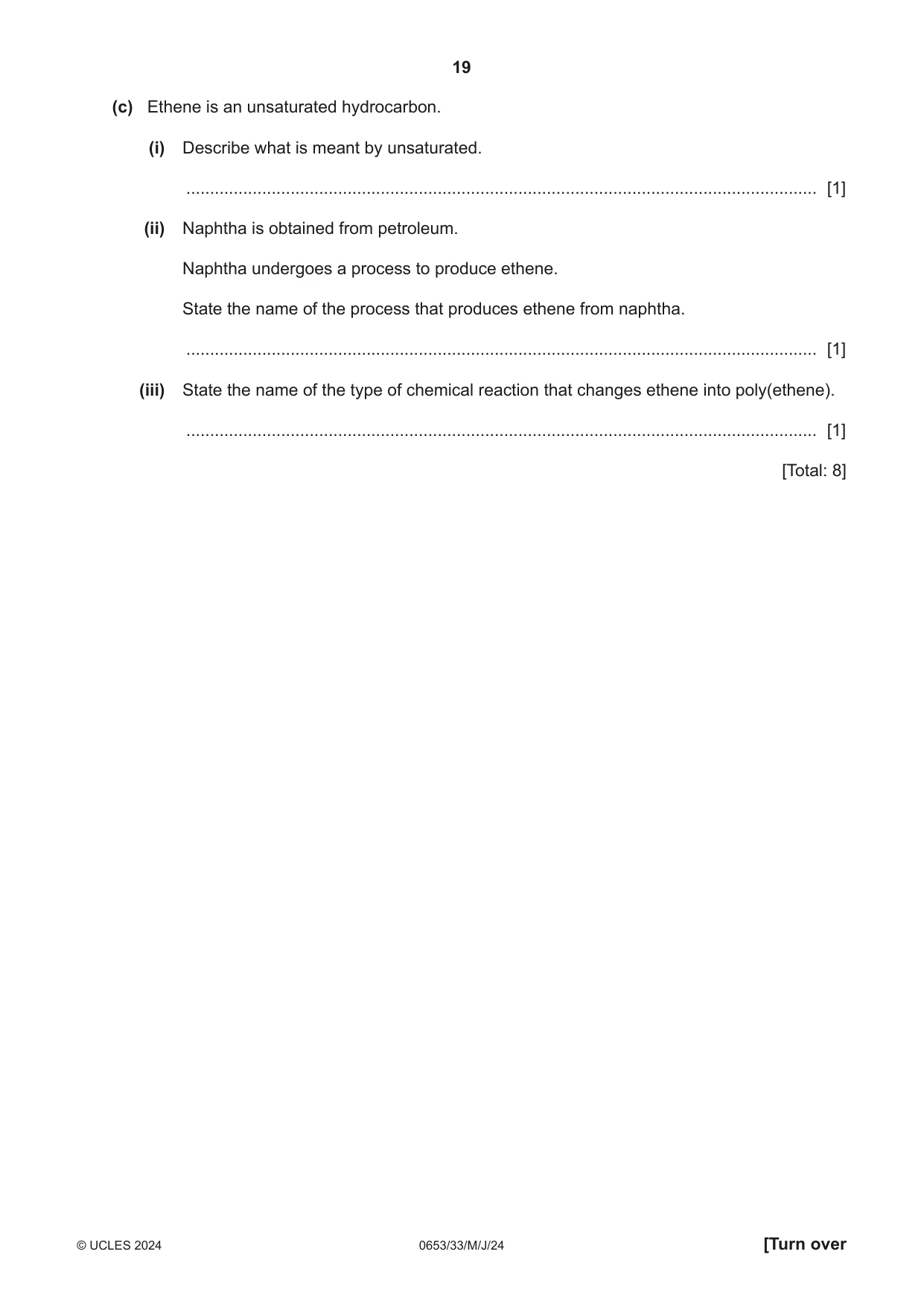 Cambridge IGCSE Science - Combined 0653 2024 May/June Paper 3 · Variant 3 question paper, page 19 of 24