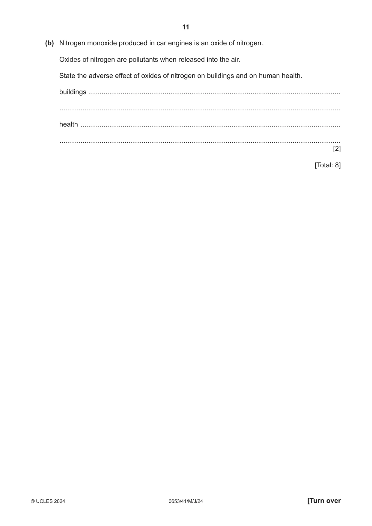 Cambridge IGCSE Science - Combined 0653 2024 May/June Paper 4 · Variant 1 question paper, page 11 of 24