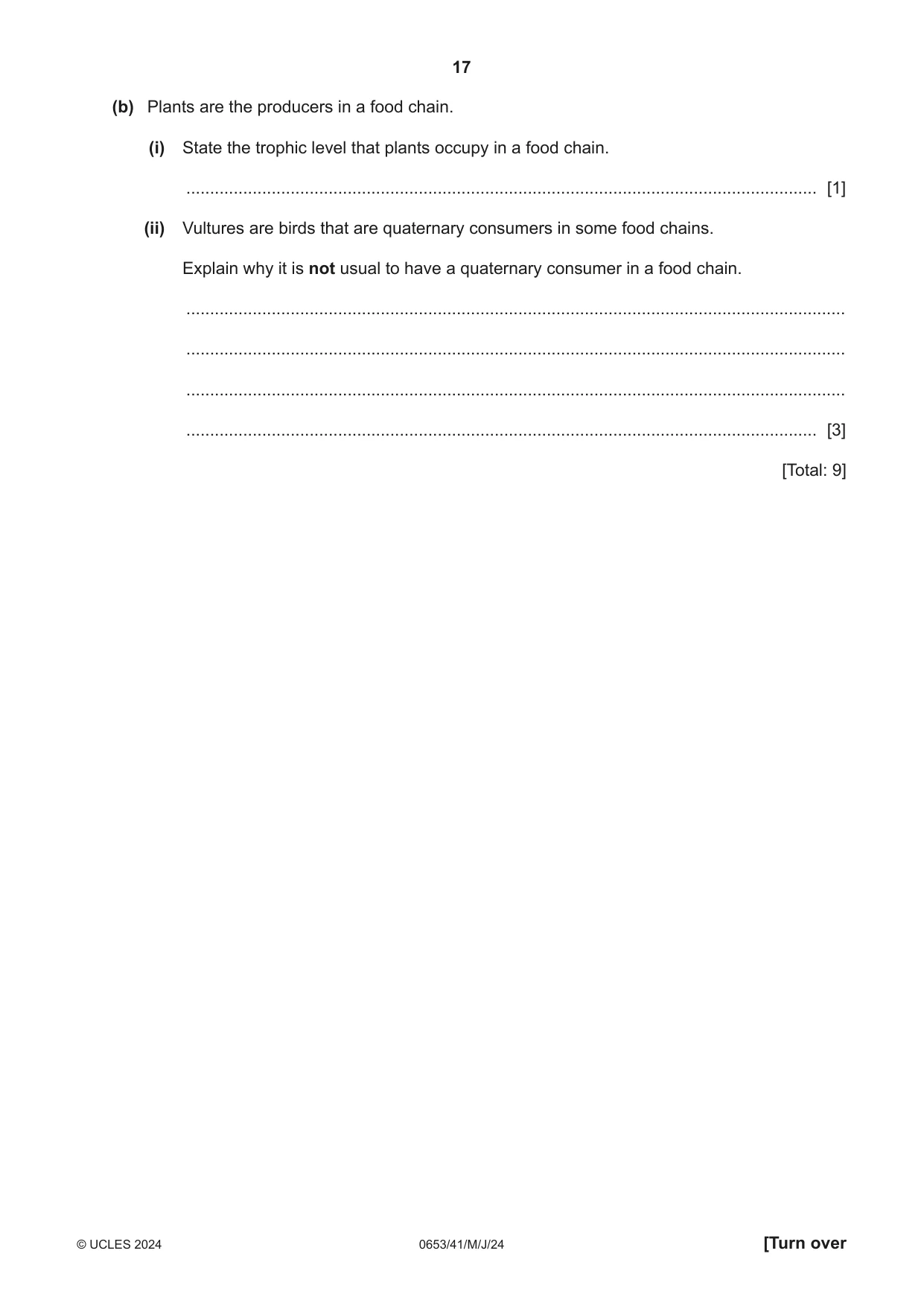 Cambridge IGCSE Science - Combined 0653 2024 May/June Paper 4 · Variant 1 question paper, page 17 of 24