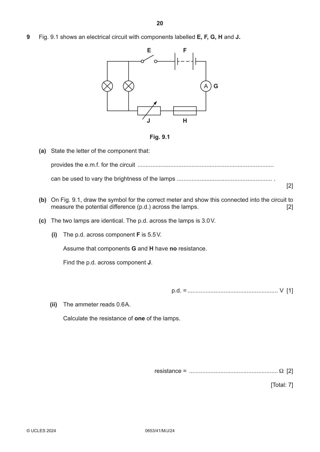 Cambridge IGCSE Science - Combined 0653 2024 May/June Paper 4 · Variant 1 question paper, page 20 of 24
