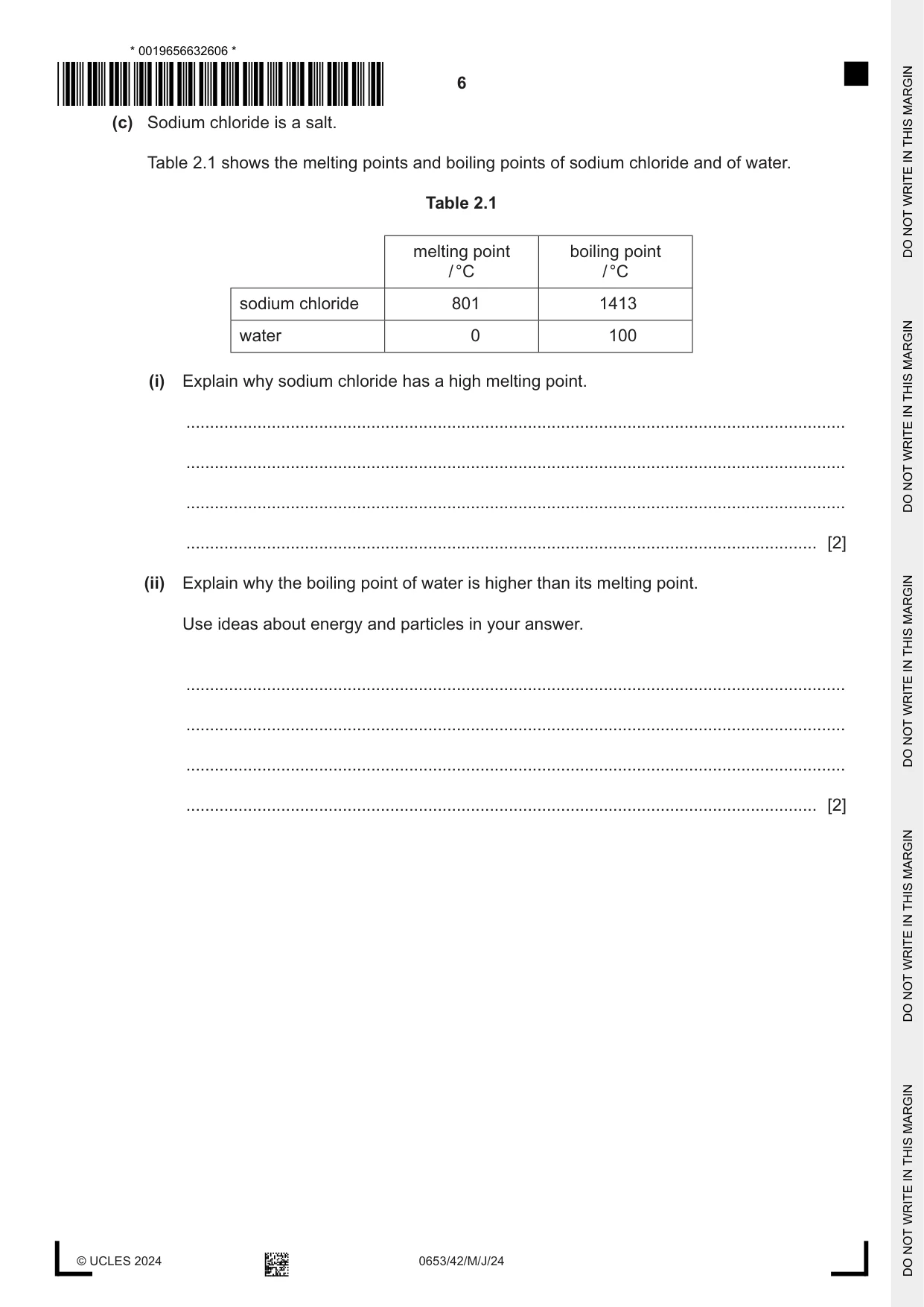 Cambridge IGCSE Science - Combined 0653 2024 May/June Paper 4 · Variant 2 question paper, page 6 of 20