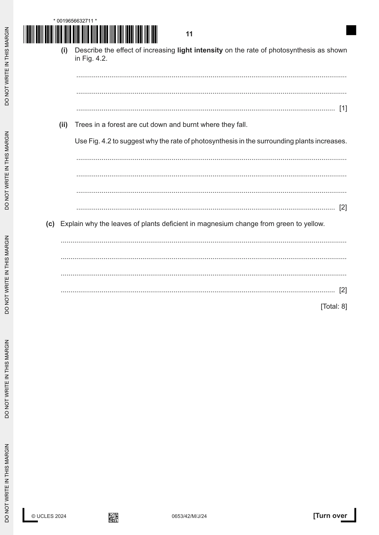 Cambridge IGCSE Science - Combined 0653 2024 May/June Paper 4 · Variant 2 question paper, page 11 of 20