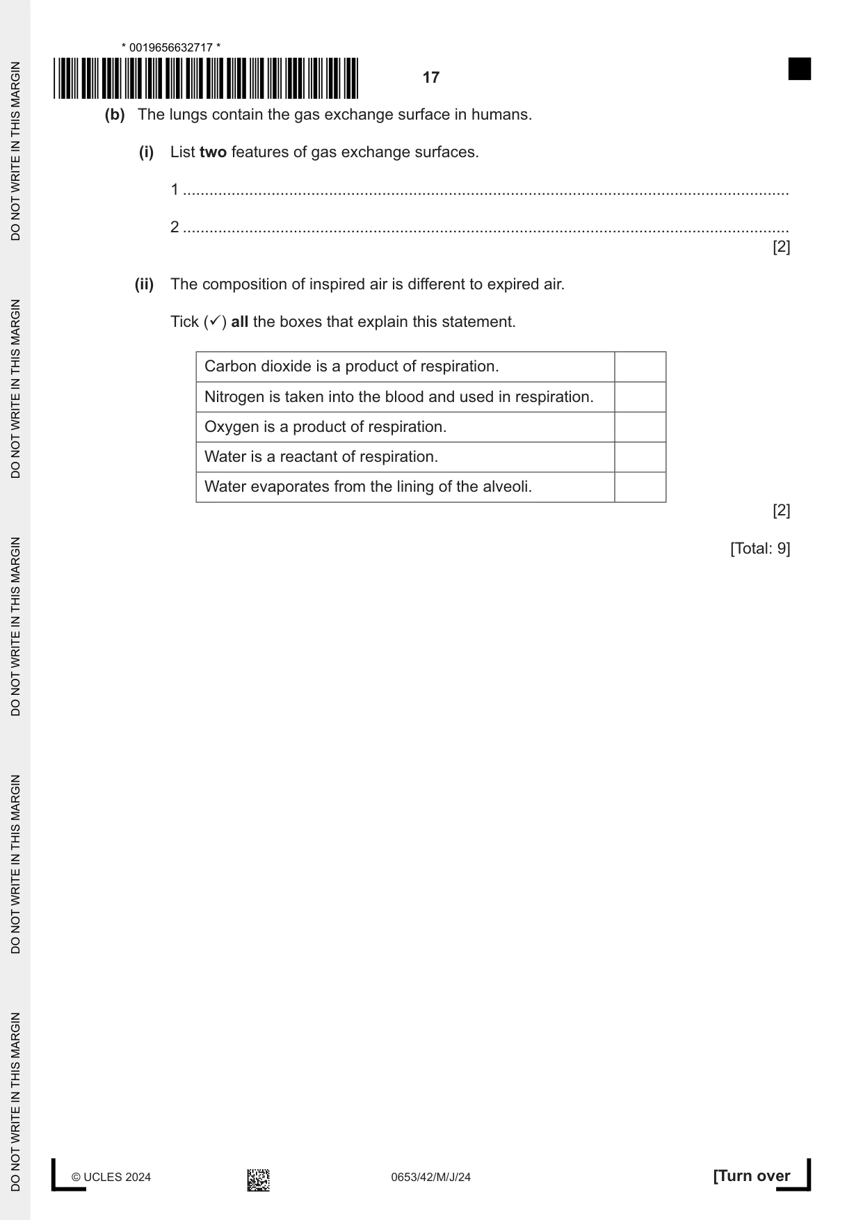 Cambridge IGCSE Science - Combined 0653 2024 May/June Paper 4 · Variant 2 question paper, page 17 of 20
