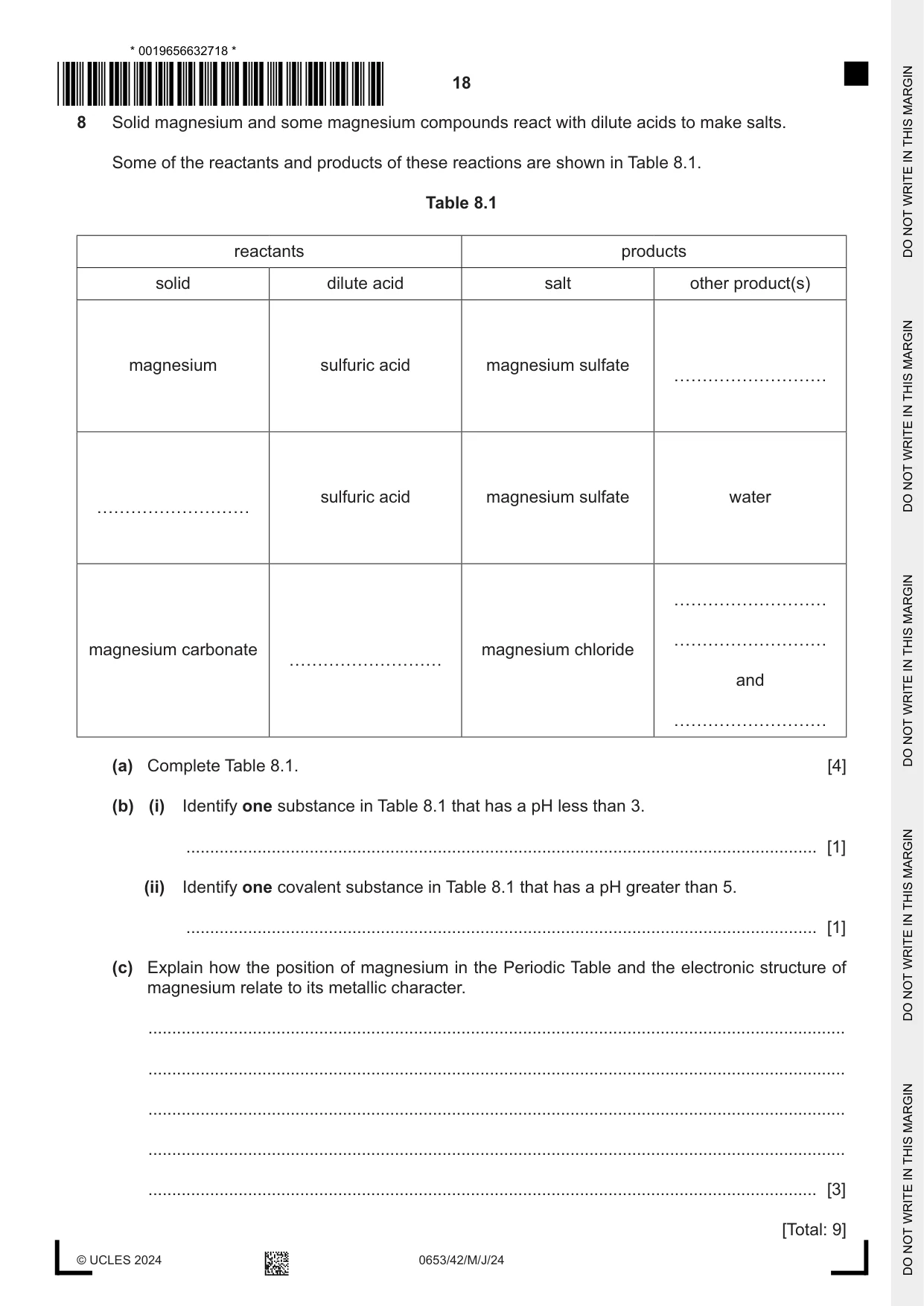 Cambridge IGCSE Science - Combined 0653 2024 May/June Paper 4 · Variant 2 question paper, page 18 of 20