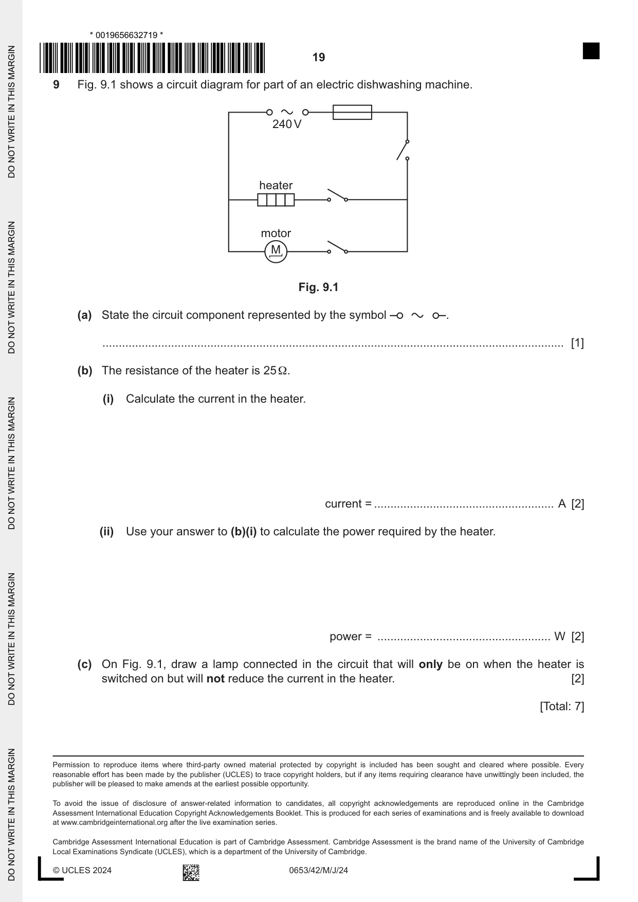 Cambridge IGCSE Science - Combined 0653 2024 May/June Paper 4 · Variant 2 question paper, page 19 of 20
