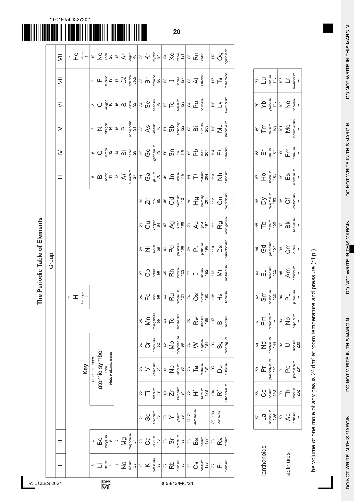 Cambridge IGCSE Science - Combined 0653 2024 May/June Paper 4 · Variant 2 question paper, page 20 of 20