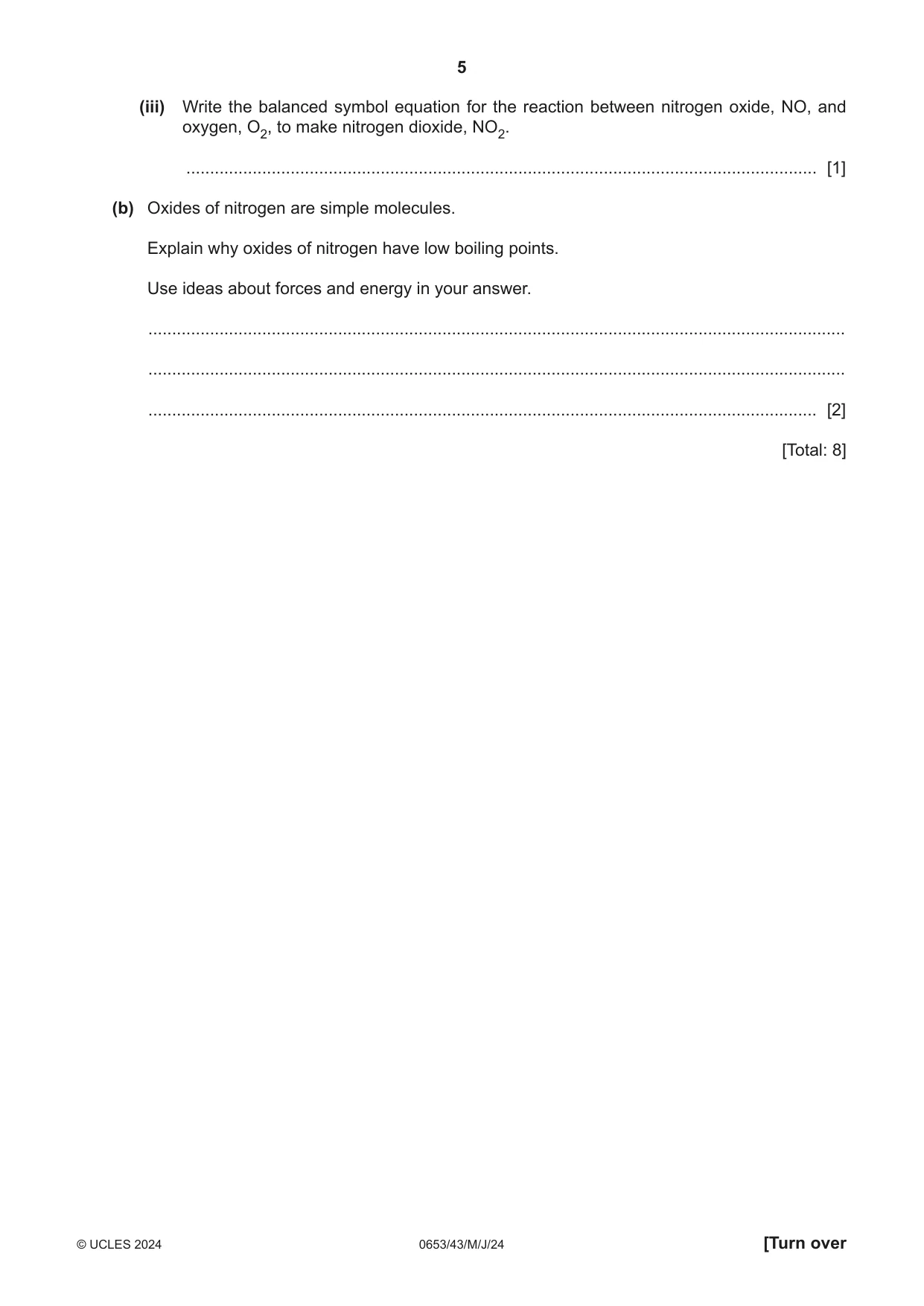 Cambridge IGCSE Science - Combined 0653 2024 May/June Paper 4 · Variant 3 question paper, page 5 of 24