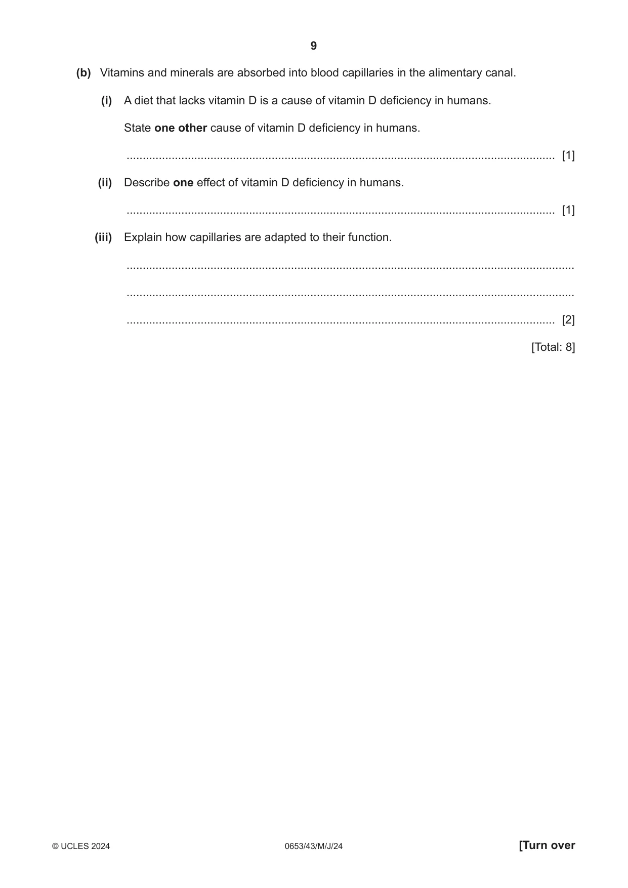 Cambridge IGCSE Science - Combined 0653 2024 May/June Paper 4 · Variant 3 question paper, page 9 of 24