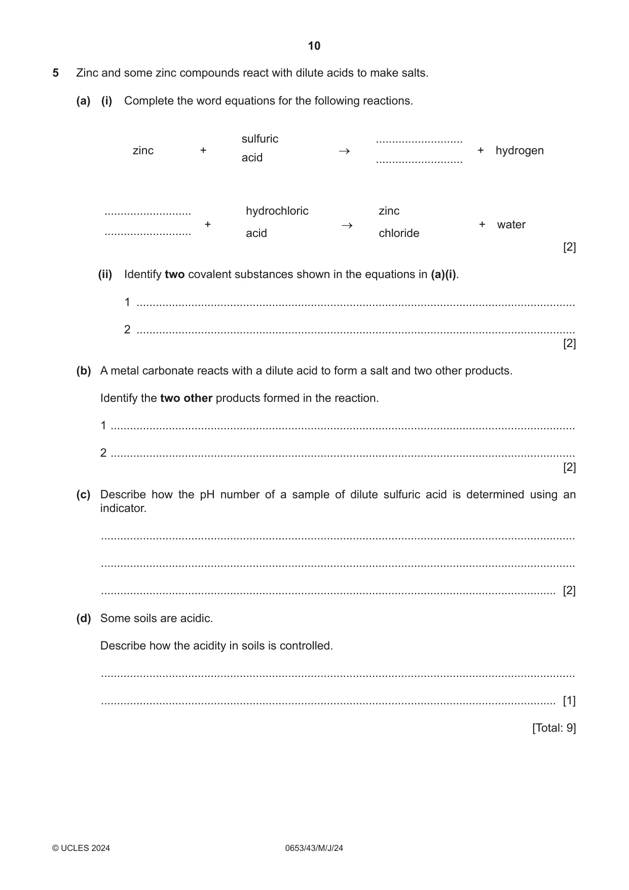 Cambridge IGCSE Science - Combined 0653 2024 May/June Paper 4 · Variant 3 question paper, page 10 of 24