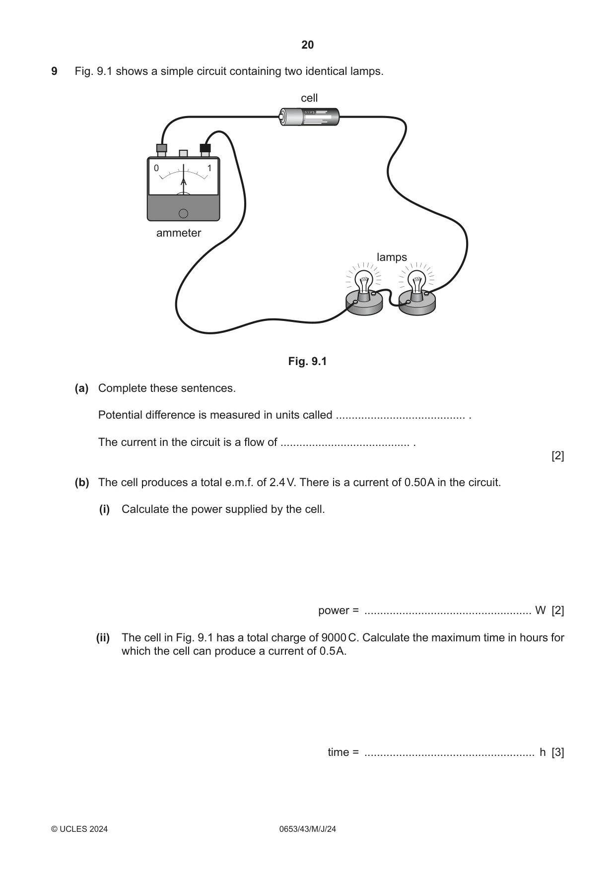 Cambridge IGCSE Science - Combined 0653 2024 May/June Paper 4 · Variant 3 question paper, page 20 of 24