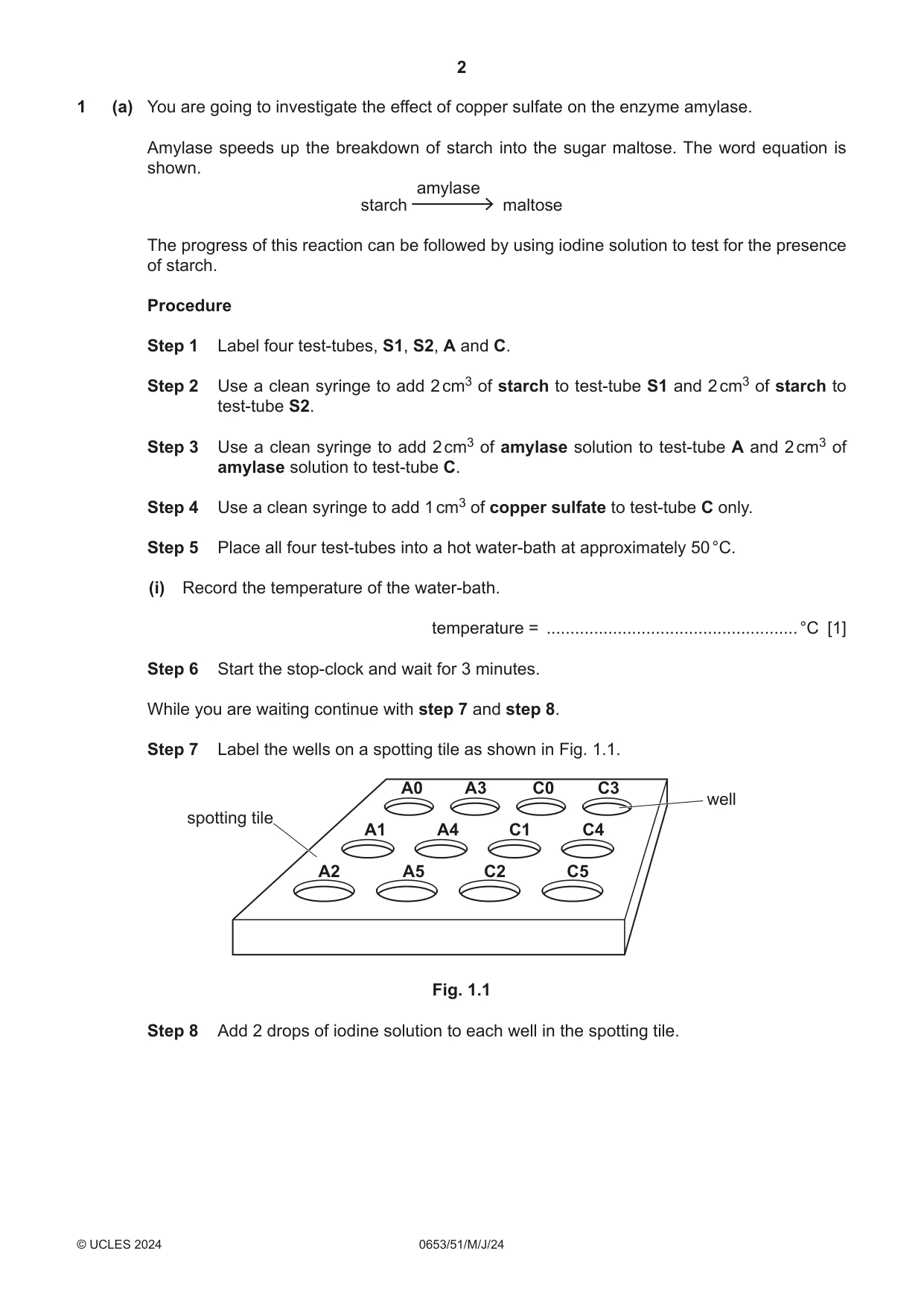 Cambridge IGCSE Science - Combined 0653 2024 May/June Paper 5 · Variant 1 question paper, page 2 of 16