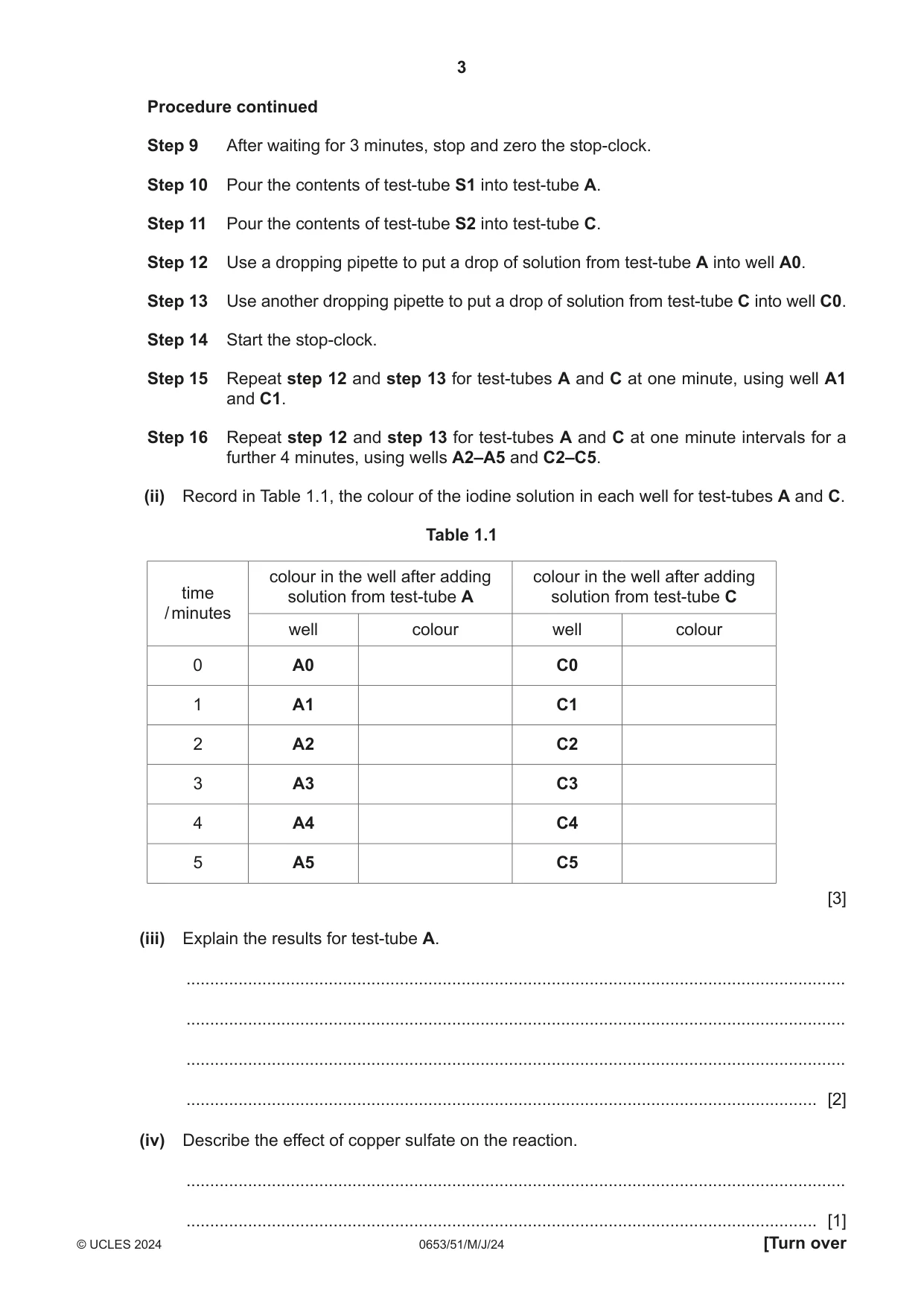 Cambridge IGCSE Science - Combined 0653 2024 May/June Paper 5 · Variant 1 question paper, page 3 of 16