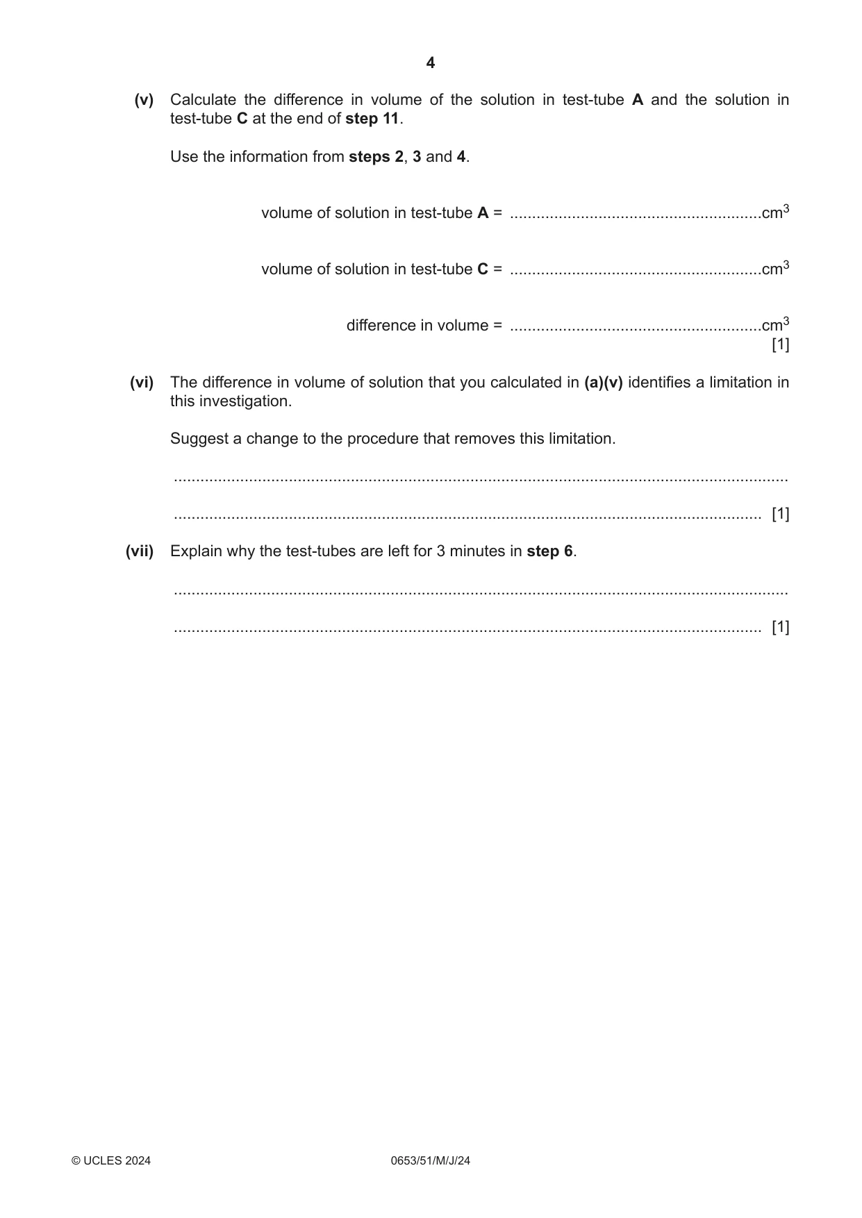 Cambridge IGCSE Science - Combined 0653 2024 May/June Paper 5 · Variant 1 question paper, page 4 of 16