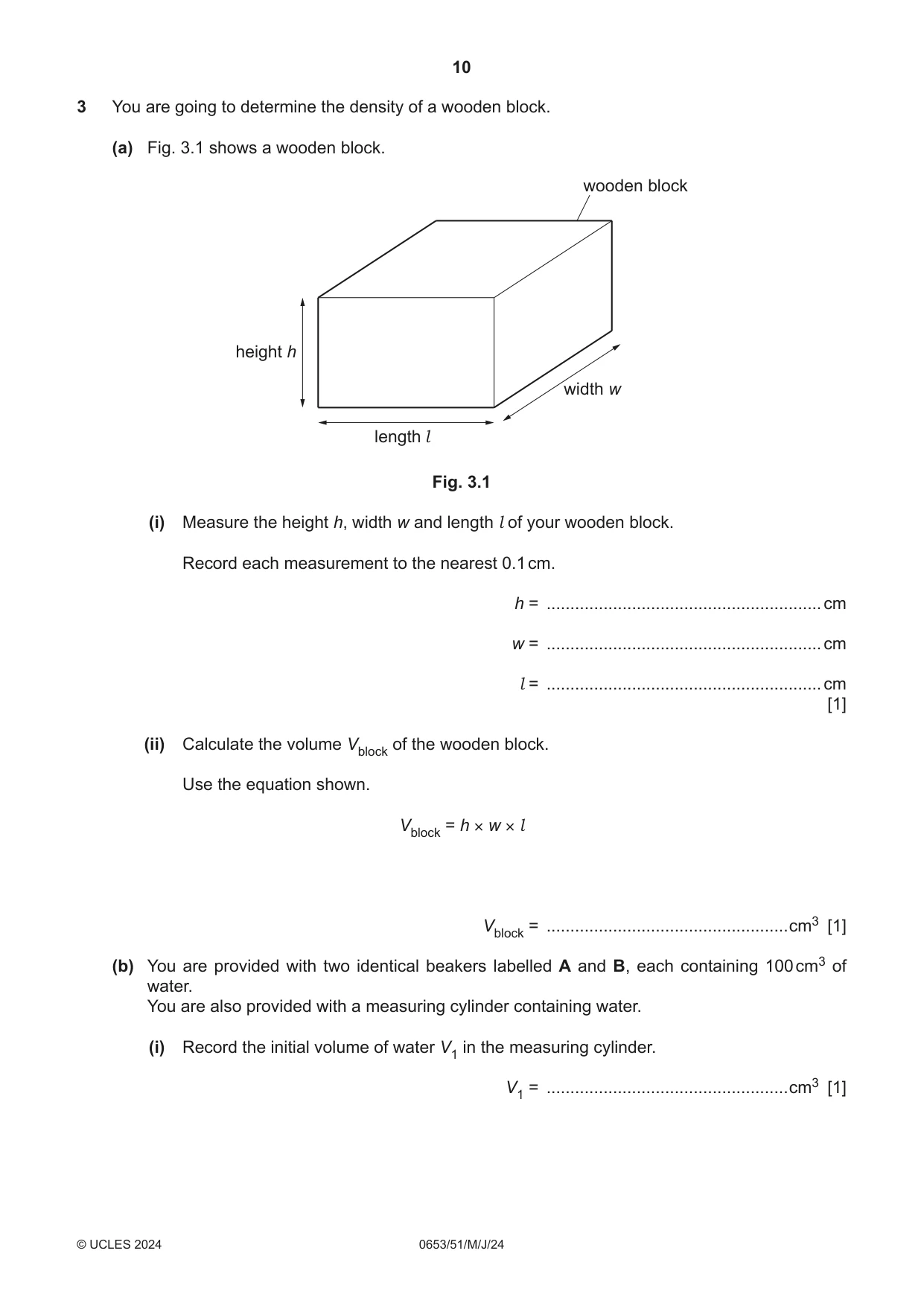 Cambridge IGCSE Science - Combined 0653 2024 May/June Paper 5 · Variant 1 question paper, page 10 of 16