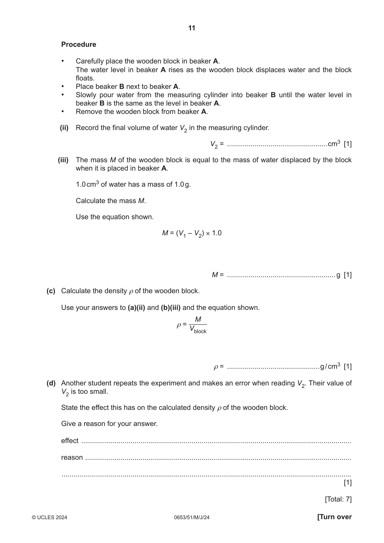 Cambridge IGCSE Science - Combined 0653 2024 May/June Paper 5 · Variant 1 question paper, page 11 of 16