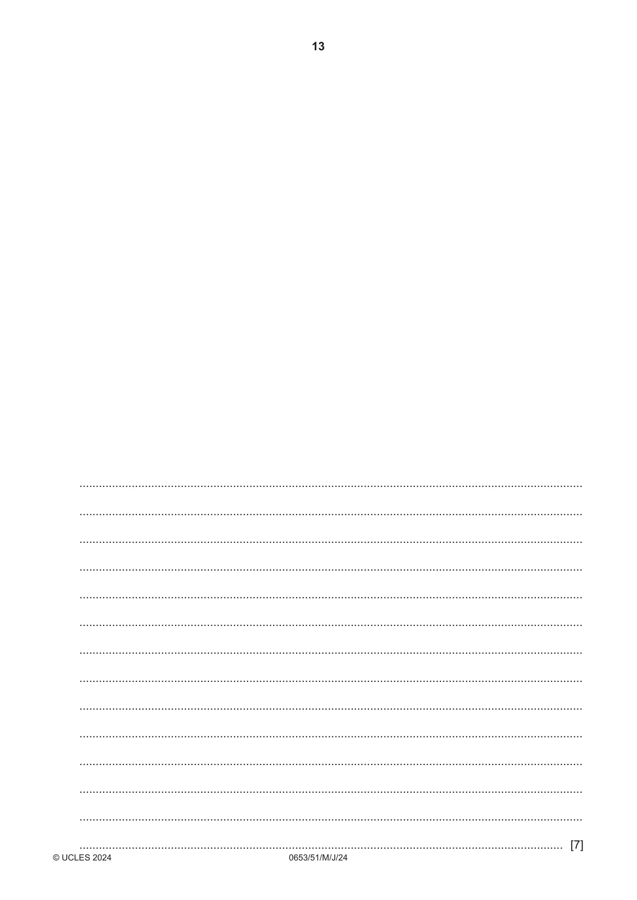 Cambridge IGCSE Science - Combined 0653 2024 May/June Paper 5 · Variant 1 question paper, page 13 of 16