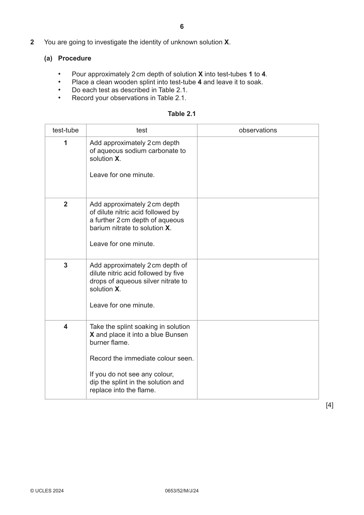 Cambridge IGCSE Science - Combined 0653 2024 May/June Paper 5 · Variant 2 question paper, page 6 of 16
