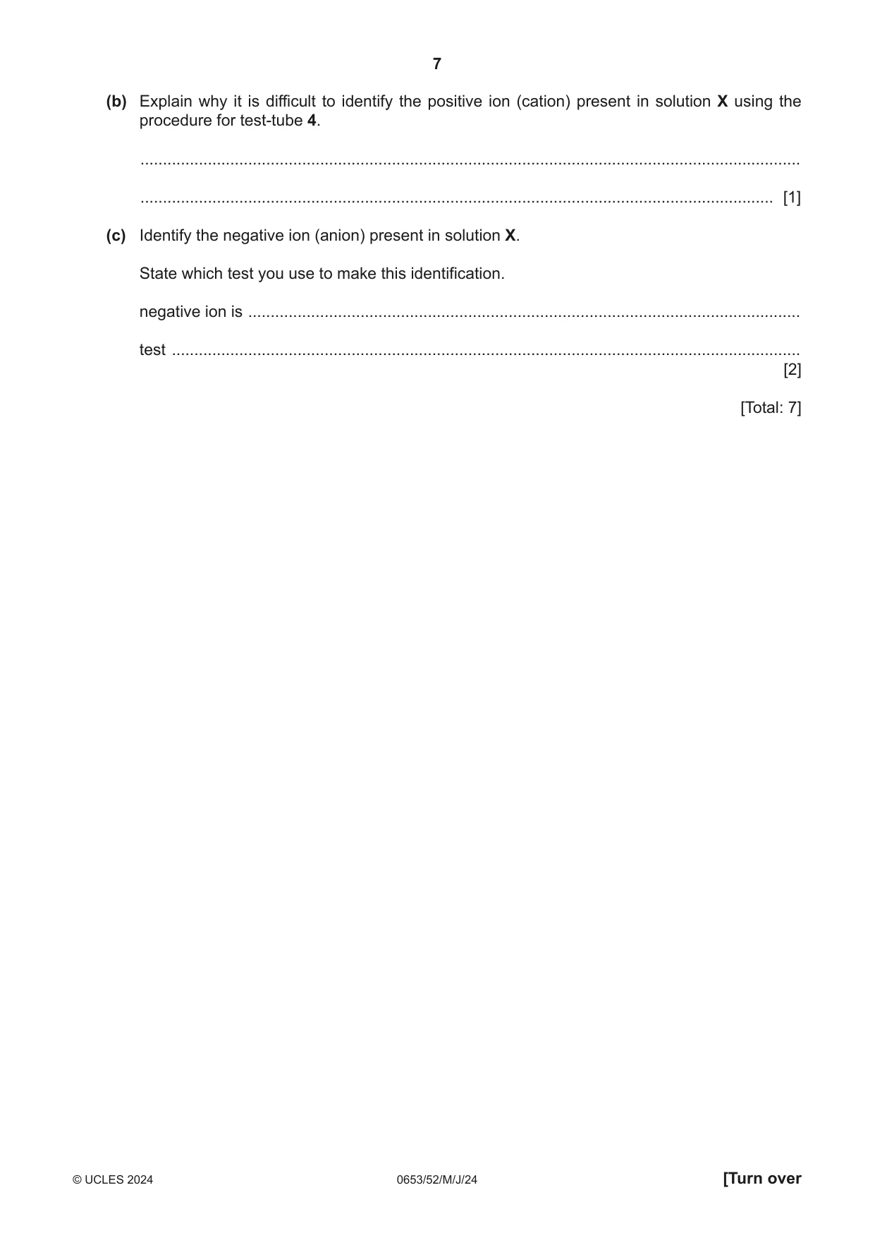 Cambridge IGCSE Science - Combined 0653 2024 May/June Paper 5 · Variant 2 question paper, page 7 of 16