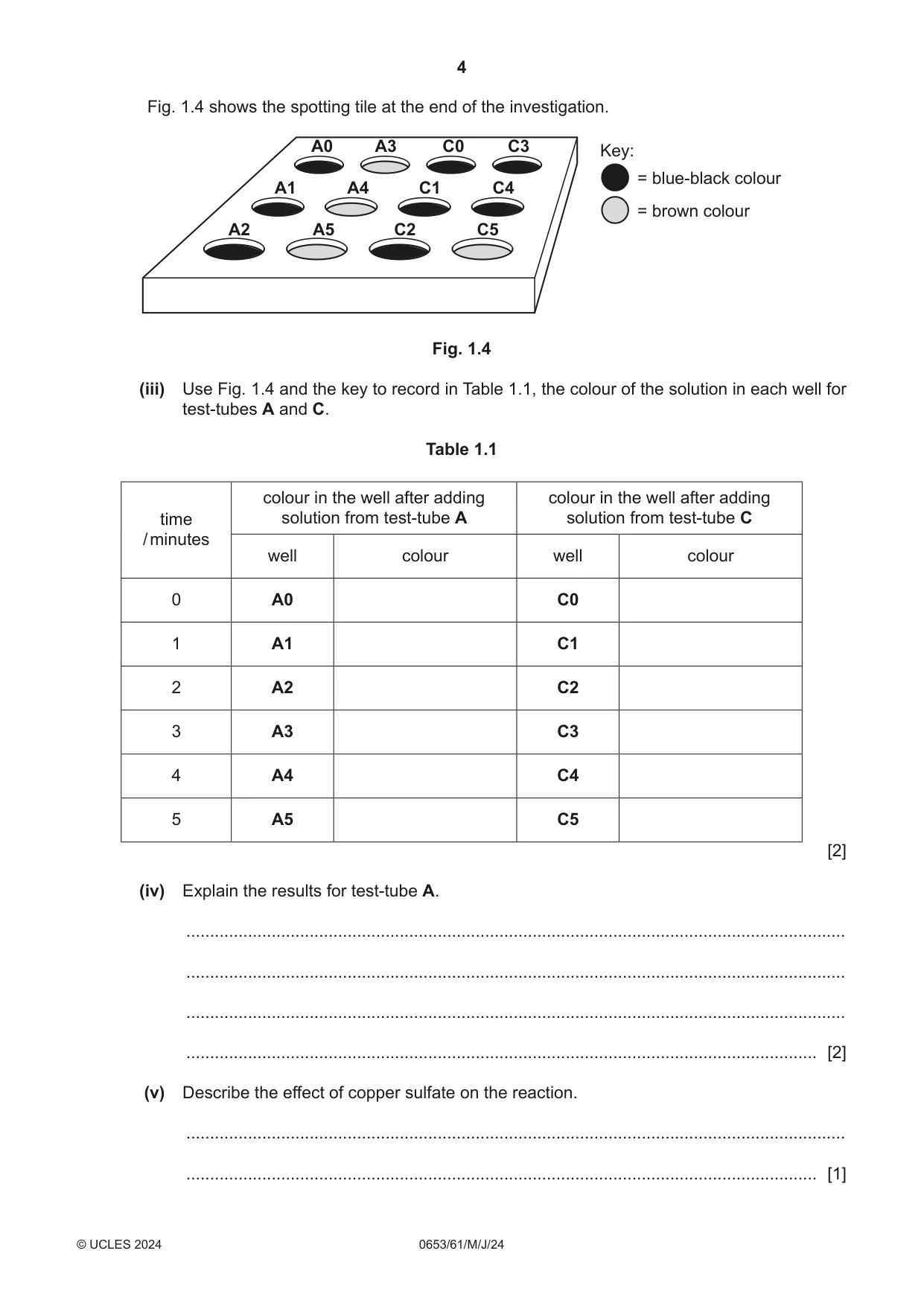 Cambridge IGCSE Science - Combined 0653 2024 May/June Paper 6 · Variant 1 question paper, page 4 of 20