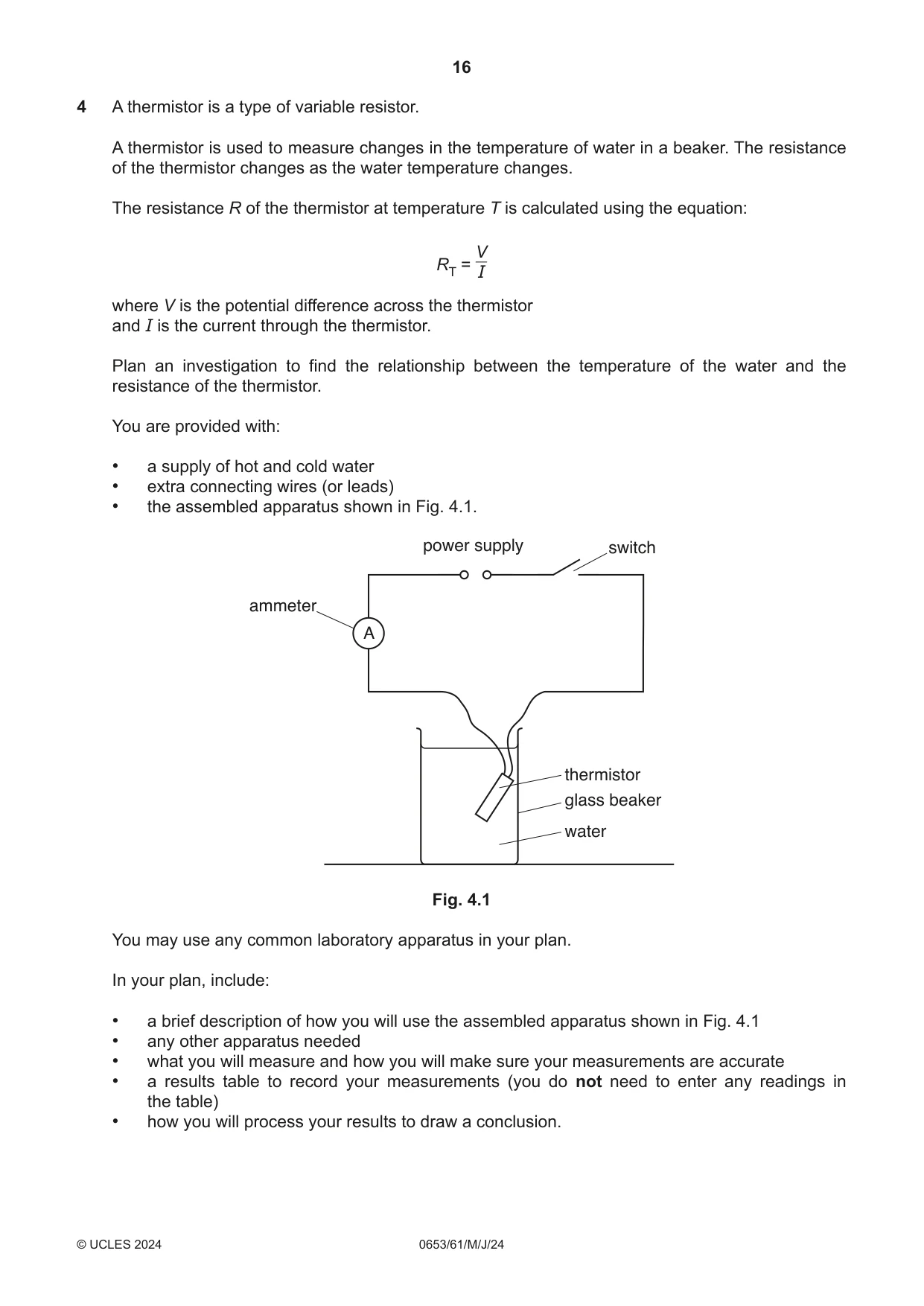 Cambridge IGCSE Science - Combined 0653 2024 May/June Paper 6 · Variant 1 question paper, page 16 of 20
