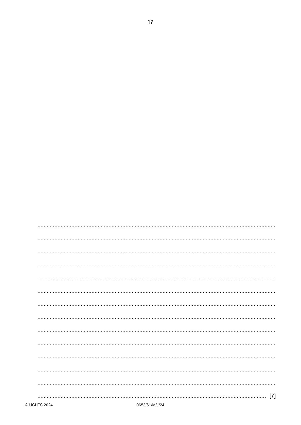 Cambridge IGCSE Science - Combined 0653 2024 May/June Paper 6 · Variant 1 question paper, page 17 of 20