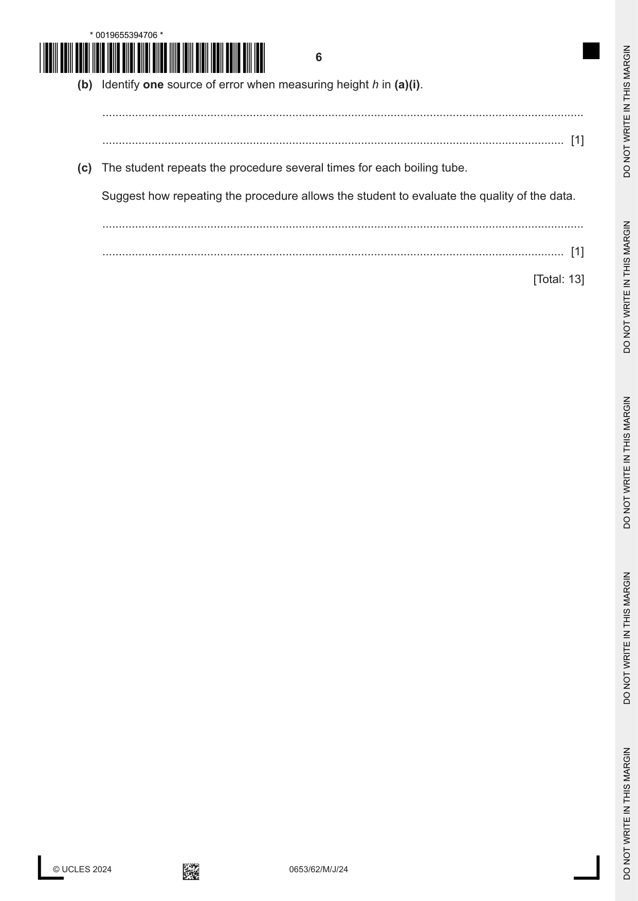 Cambridge IGCSE Science - Combined 0653 2024 May/June Paper 6 · Variant 2 question paper, page 6 of 16
