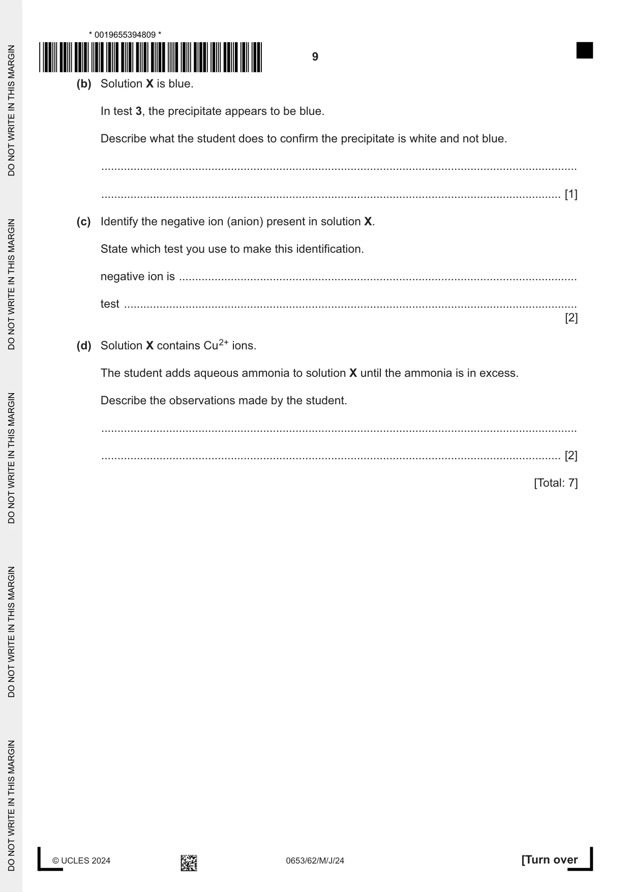 Cambridge IGCSE Science - Combined 0653 2024 May/June Paper 6 · Variant 2 question paper, page 9 of 16