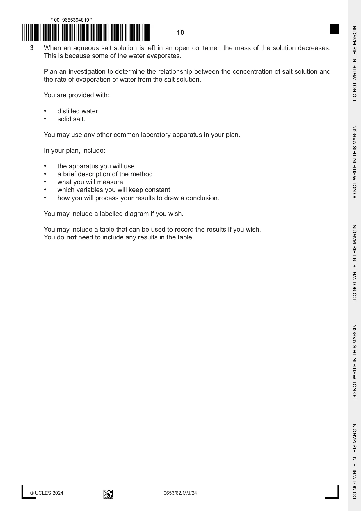 Cambridge IGCSE Science - Combined 0653 2024 May/June Paper 6 · Variant 2 question paper, page 10 of 16