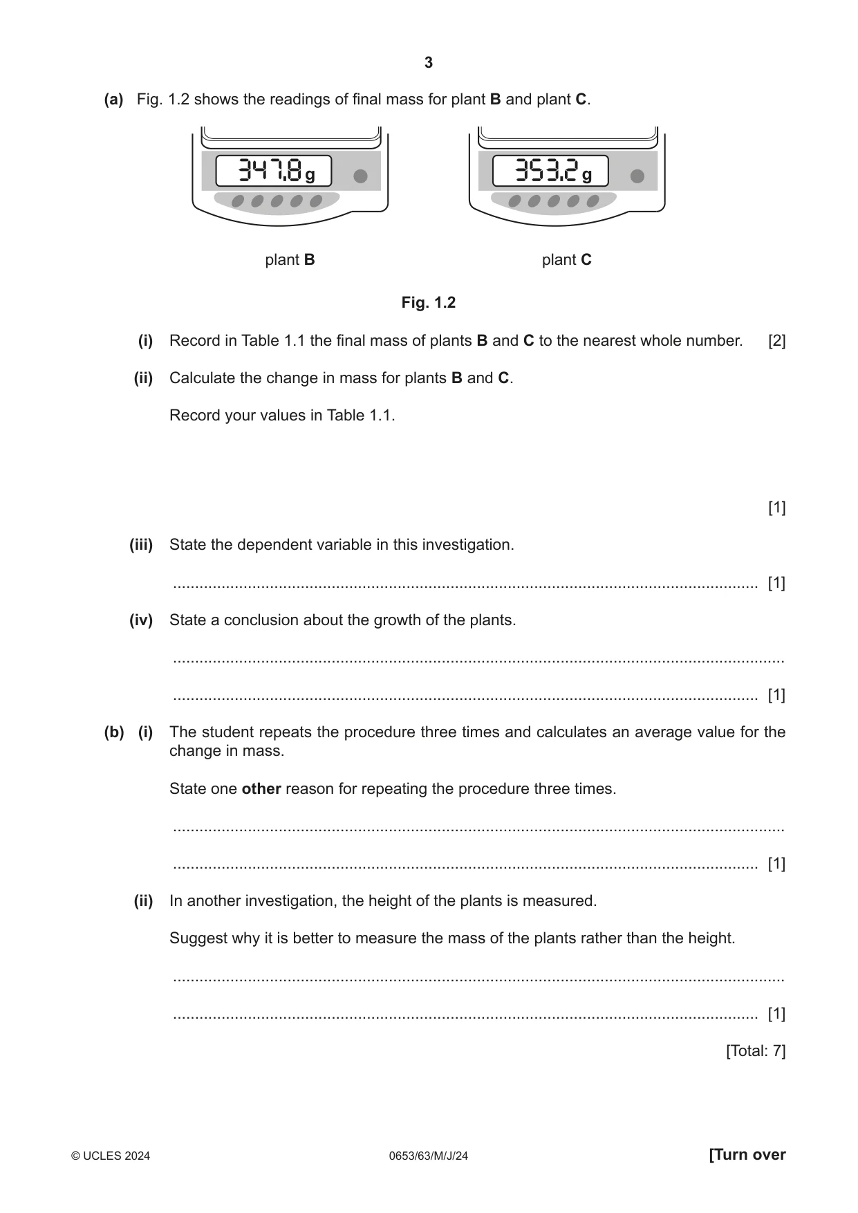 Cambridge IGCSE Science - Combined 0653 2024 May/June Paper 6 · Variant 3 question paper, page 3 of 16