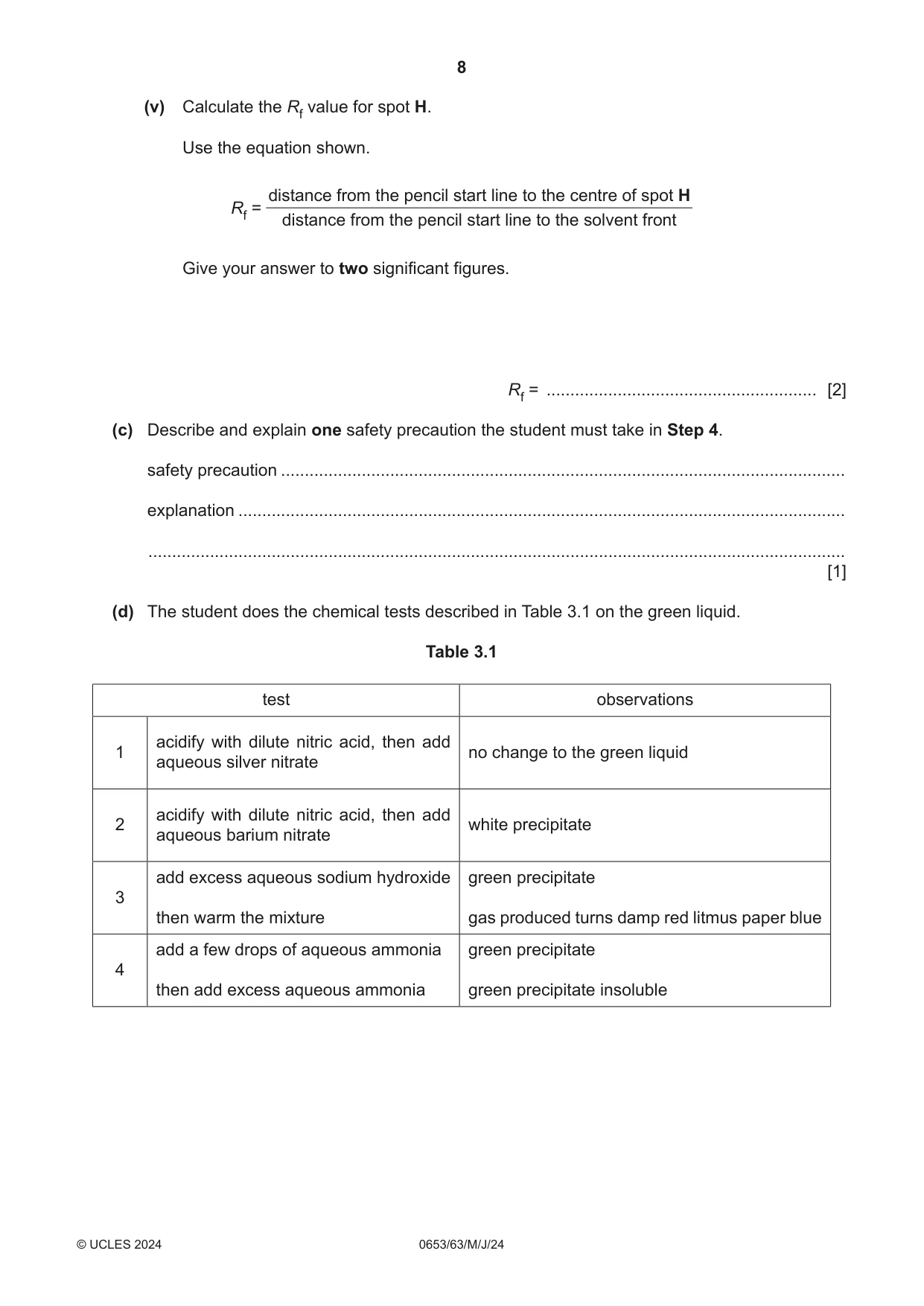 Cambridge IGCSE Science - Combined 0653 2024 May/June Paper 6 · Variant 3 question paper, page 8 of 16