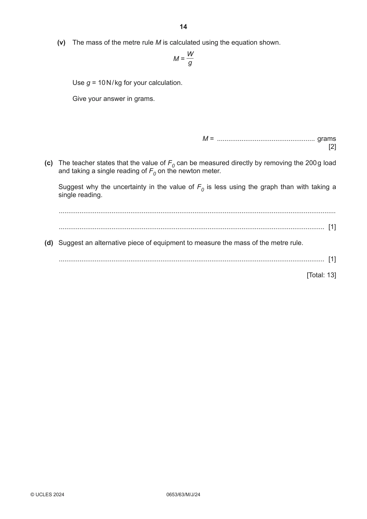 Cambridge IGCSE Science - Combined 0653 2024 May/June Paper 6 · Variant 3 question paper, page 14 of 16