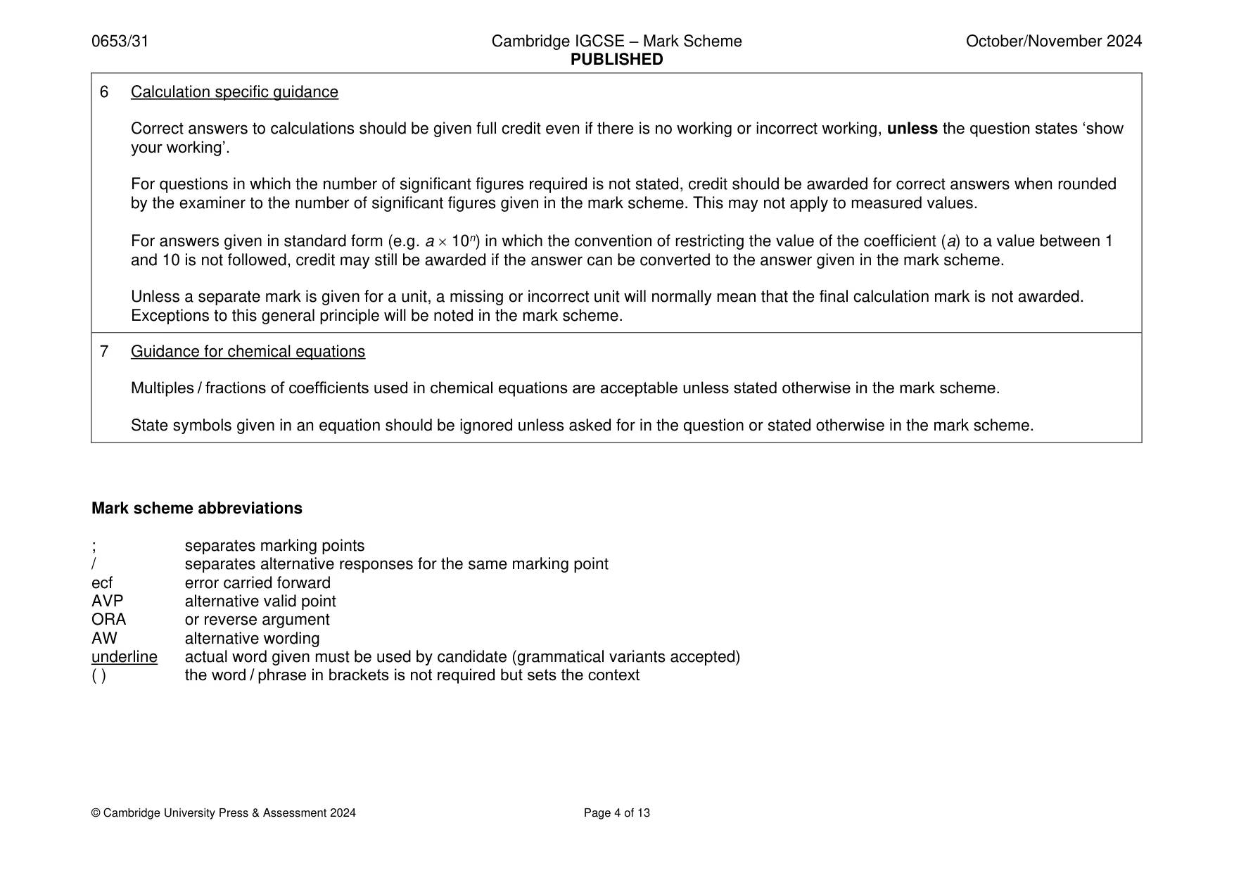 Mark scheme, page 4 of 13