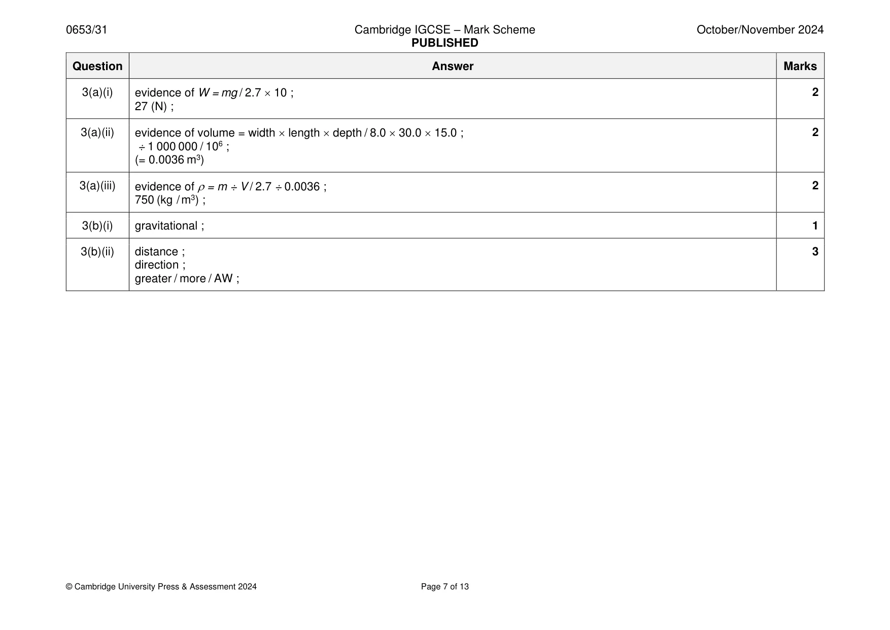 Mark scheme, page 7 of 13