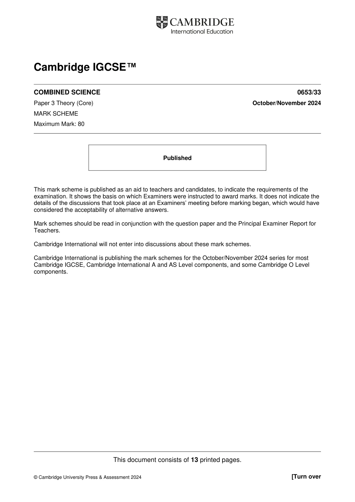 Mark scheme, page 1 of 13