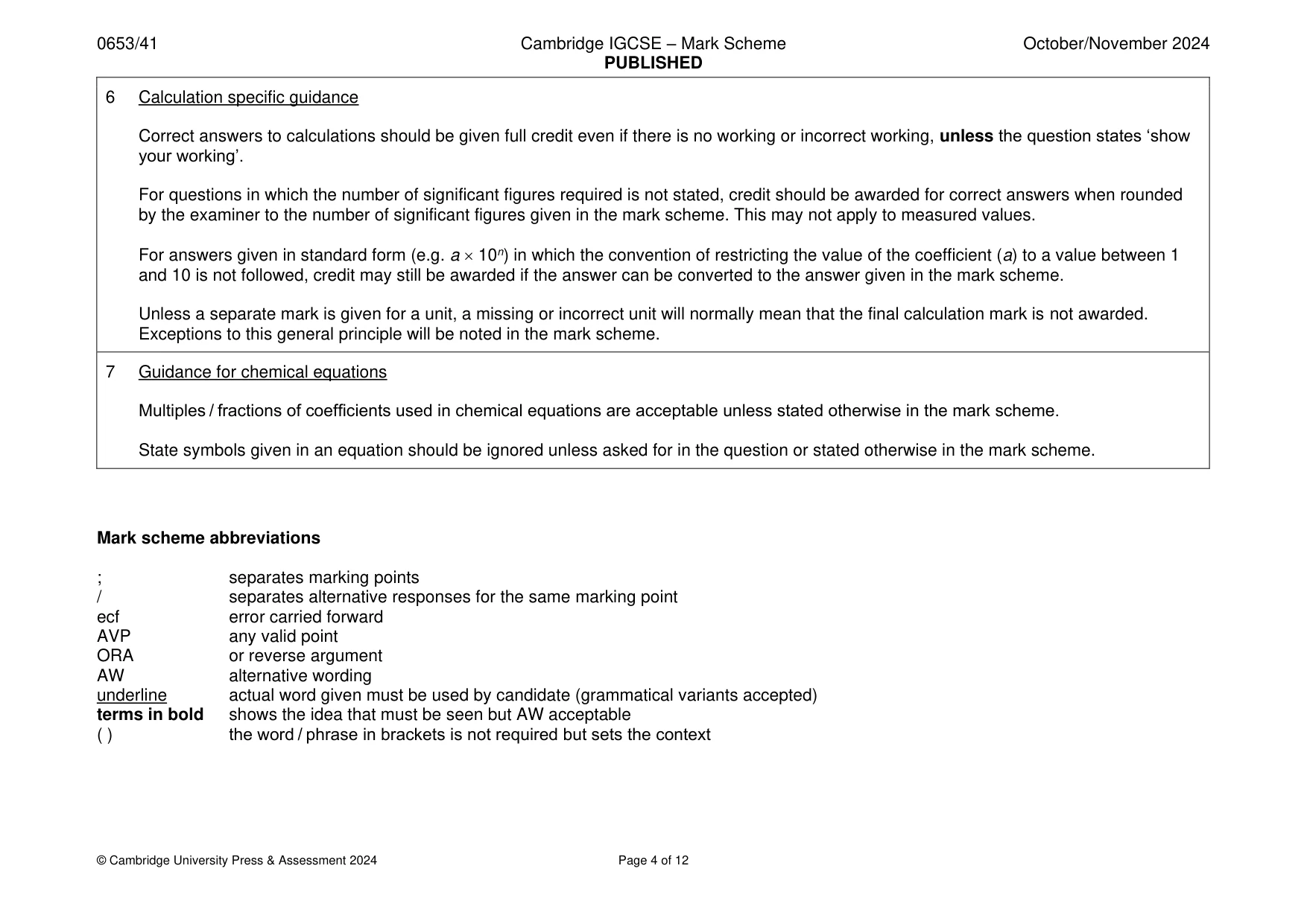 Mark scheme, page 4 of 12