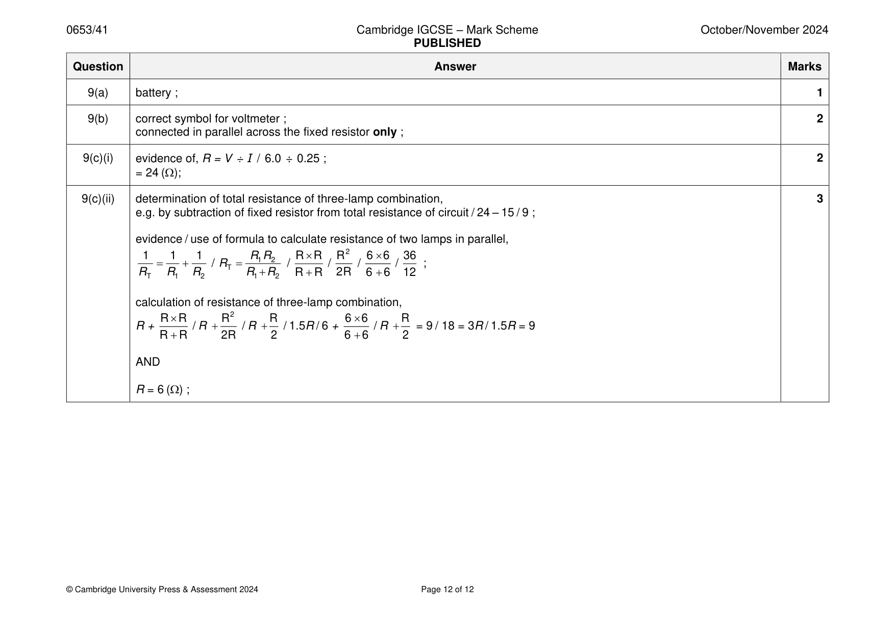 Mark scheme, page 12 of 12