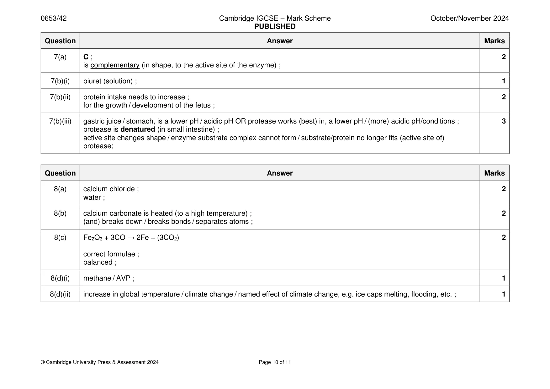 Mark scheme, page 10 of 11