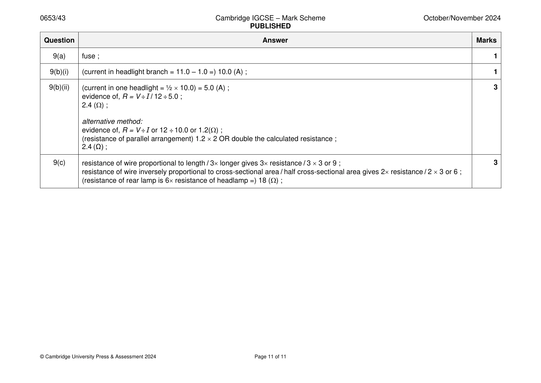 Mark scheme, page 11 of 11