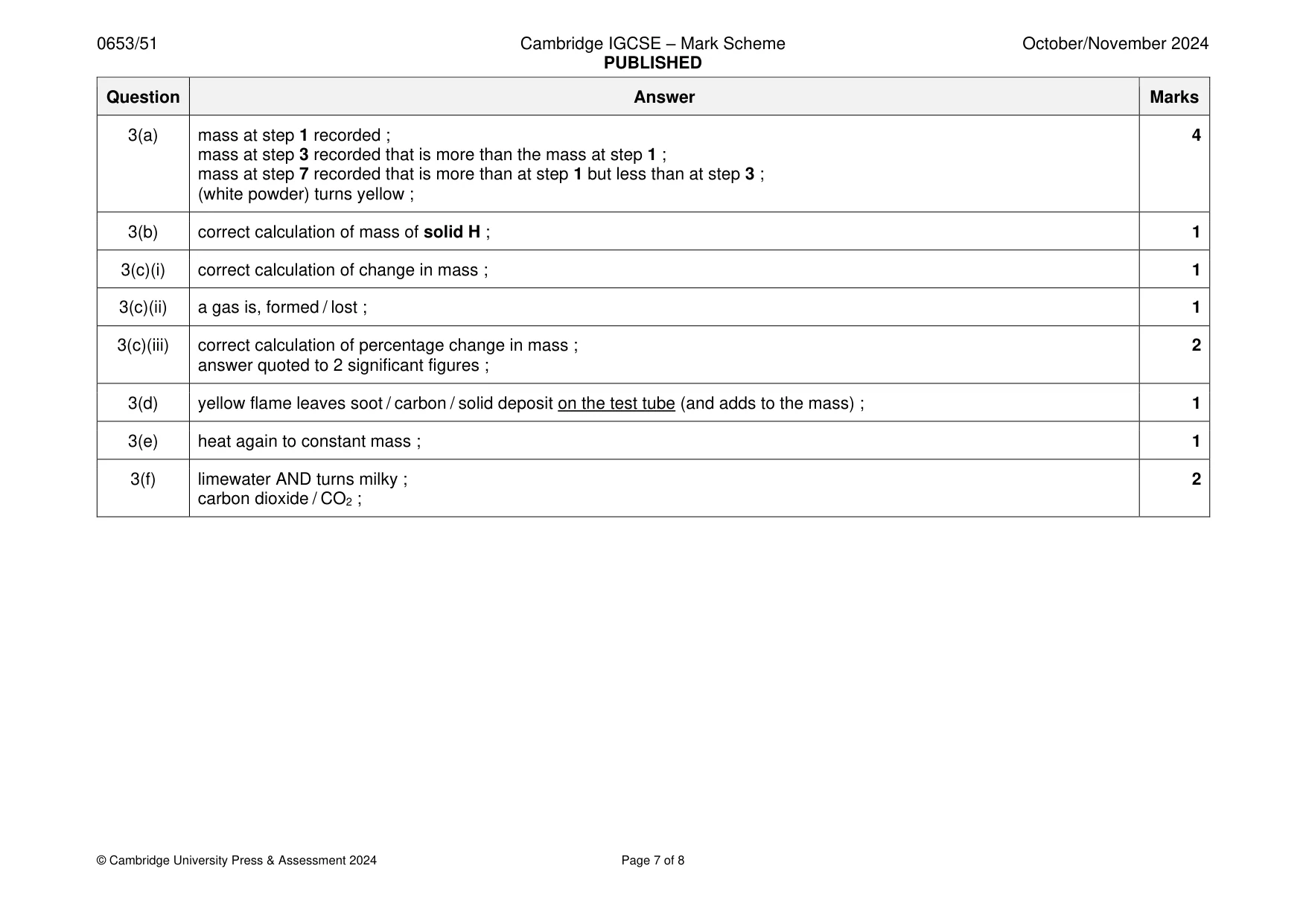 Mark scheme, page 7 of 8