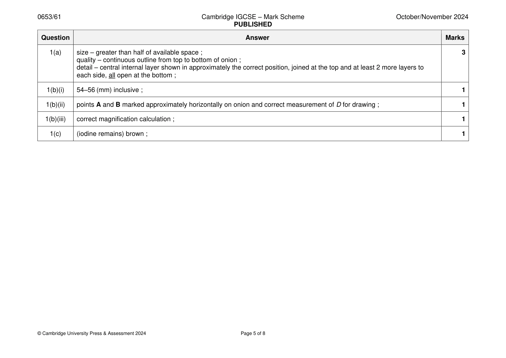 Mark scheme, page 5 of 8