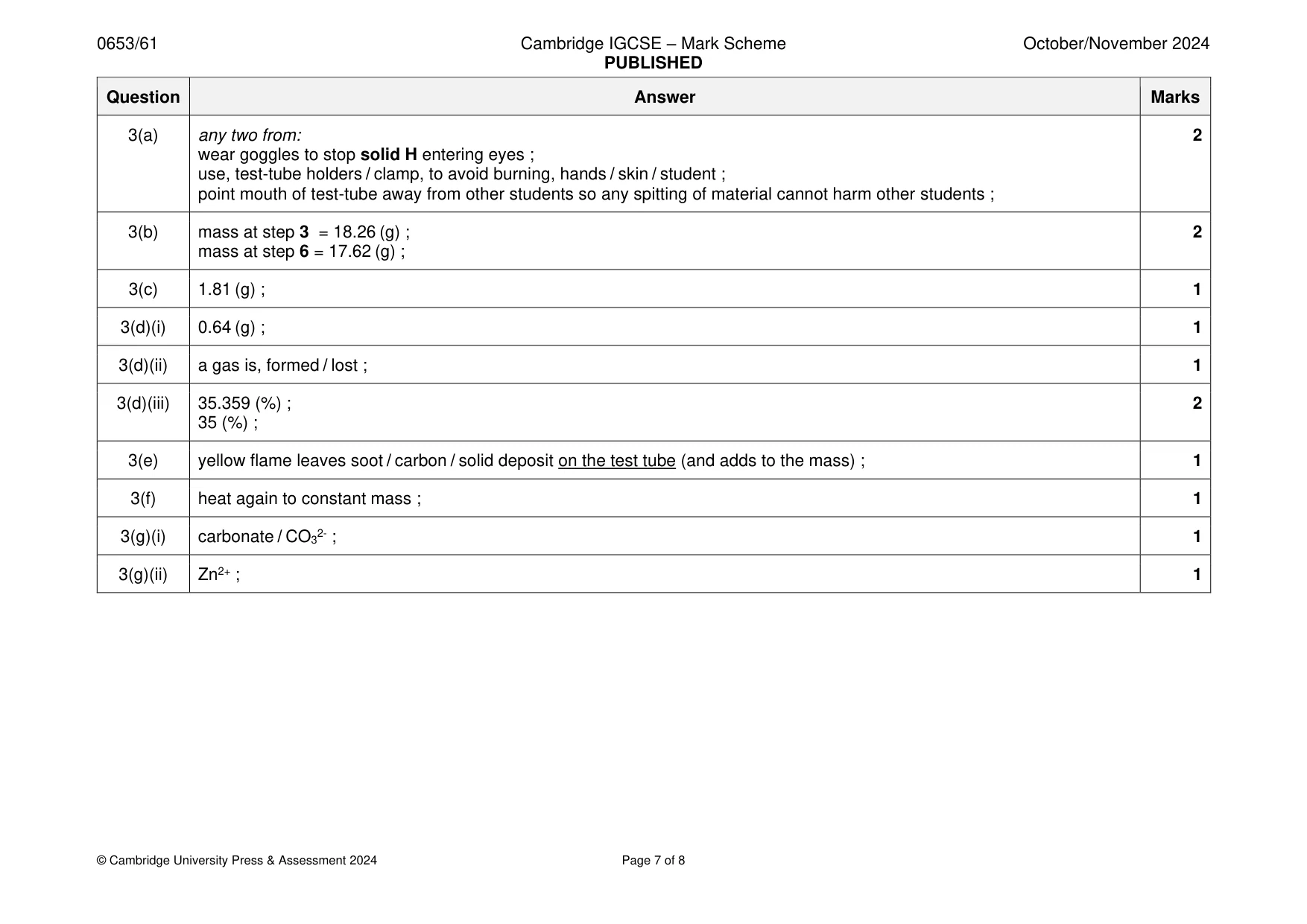 Mark scheme, page 7 of 8
