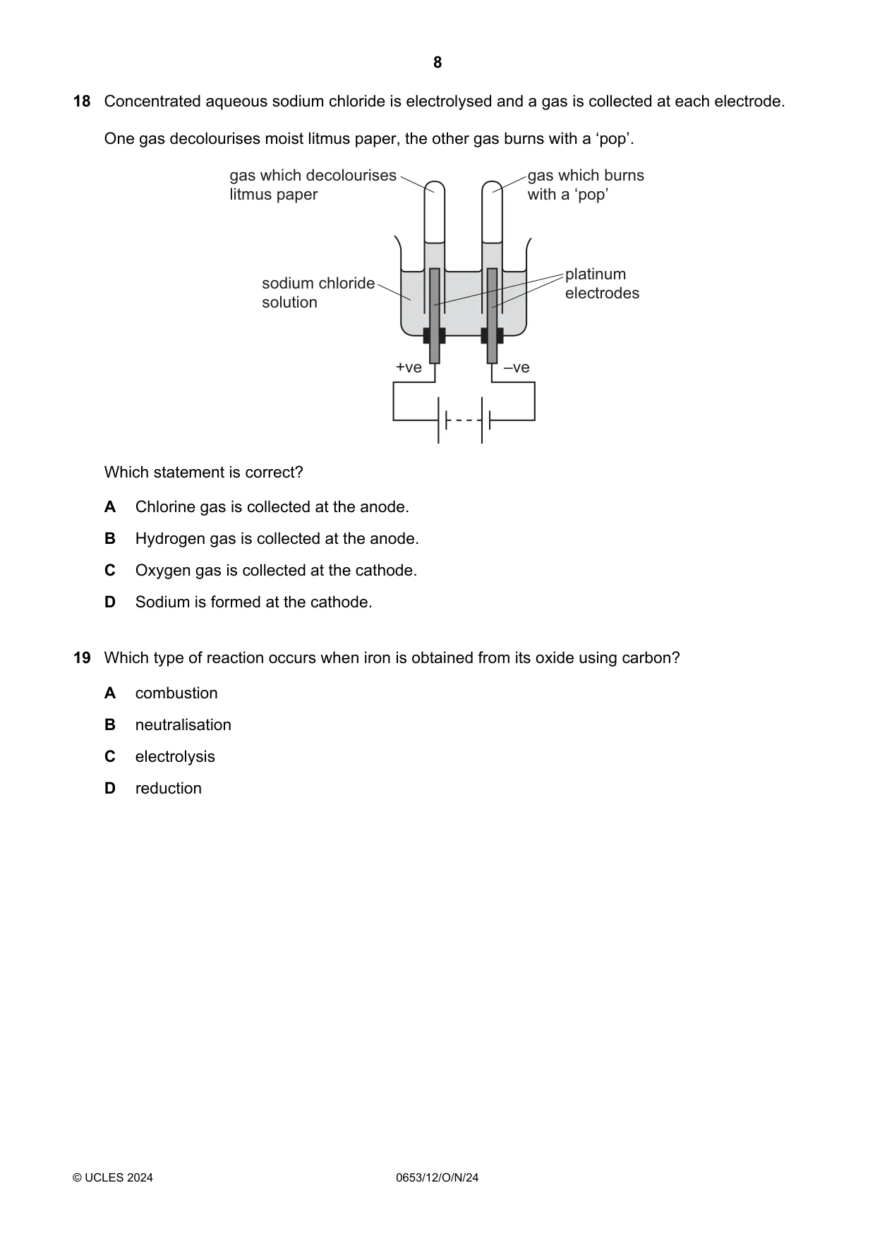 Cambridge IGCSE Science - Combined 0653 2024 Oct/Nov Paper 1 · Variant 2 question paper, page 8 of 16