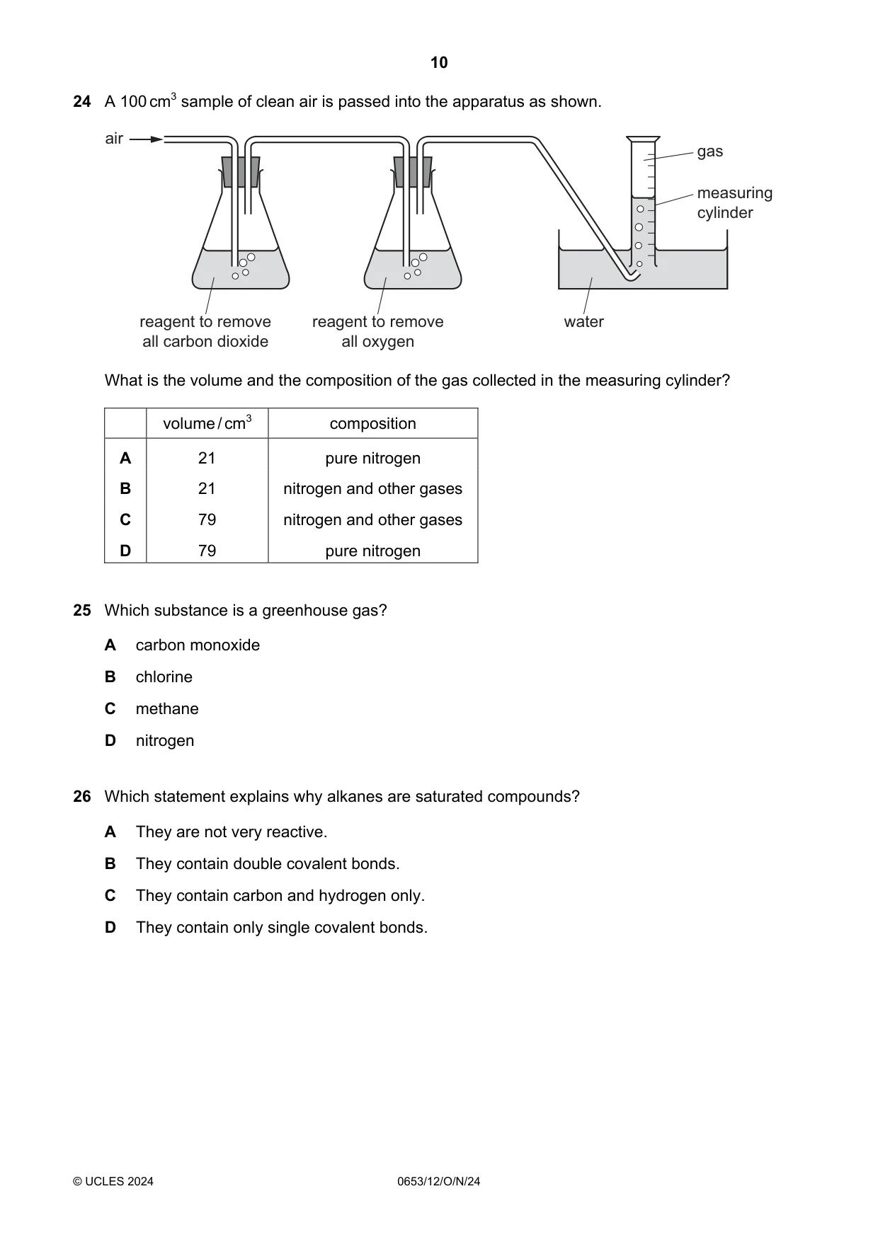 Cambridge IGCSE Science - Combined 0653 2024 Oct/Nov Paper 1 · Variant 2 question paper, page 10 of 16